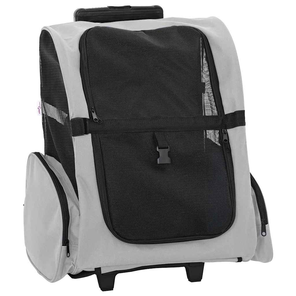 vidaXL Hunde-Transportbox 48 x 32 x 57 cm Haustier Trolley 3-in-1 Grau 48x32x57 cm für Hunde Kat