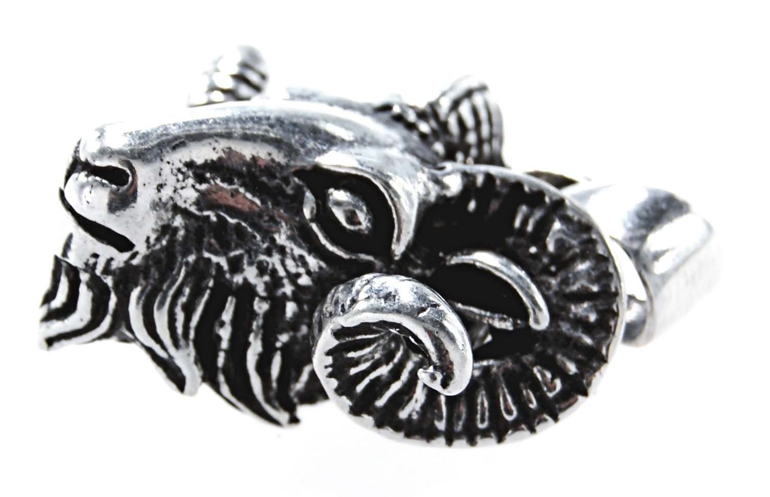 Kiss of Leather Kettenanhänger Widder Anhänger 925 Silber Kopf Widderkopf Schaf Ziege Schädel