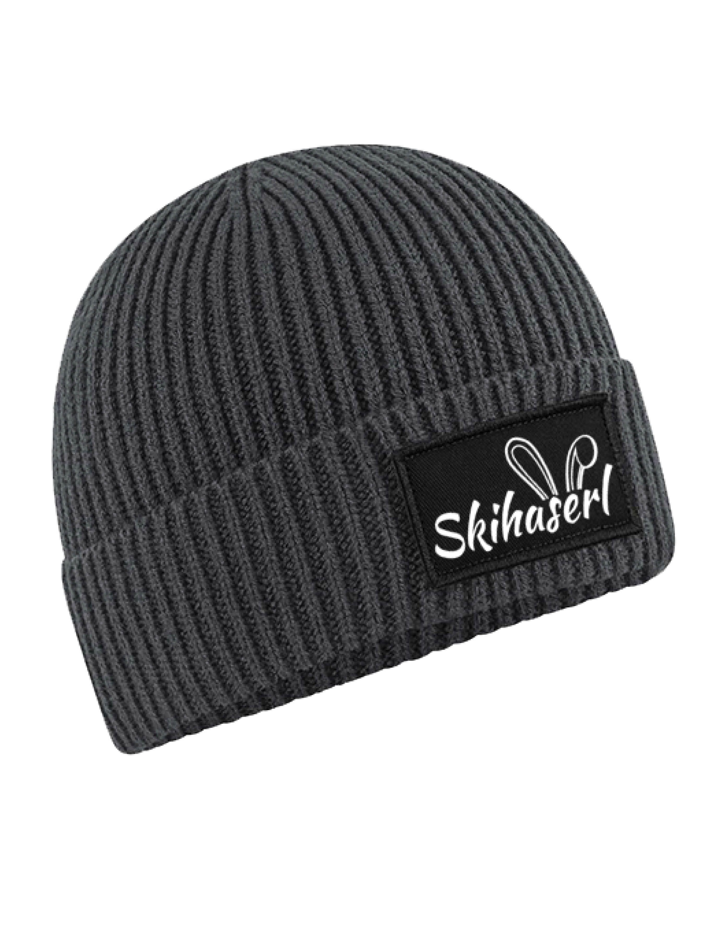Youth Designz Beanie Damen Strick Beanie Mütze mit Skihaserl Aufdruck Geschenk Statement mit lustigen Print für Frauen
