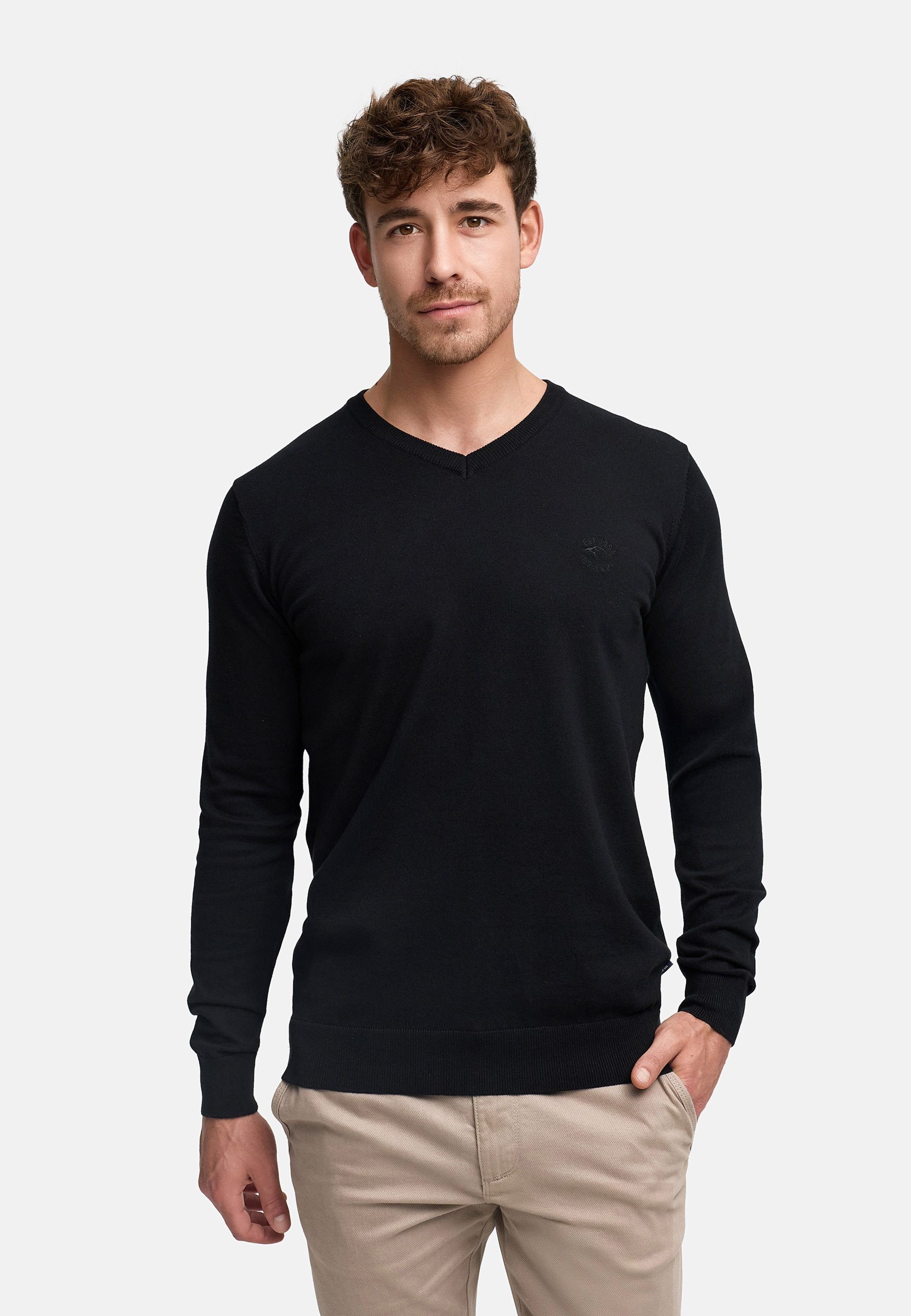 Strickpullover Herren INTikks Feinstrickpullover mit V-Ausschnitt