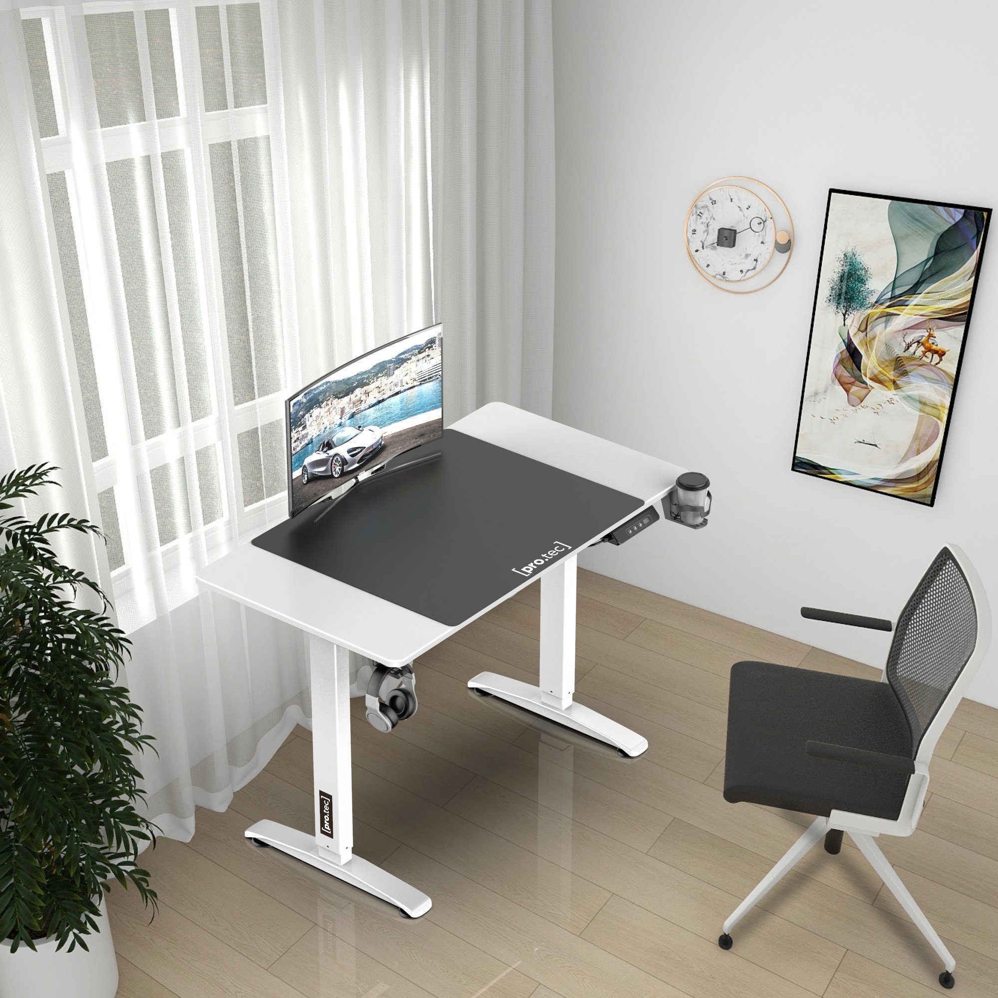 pro.tec Schreibtisch, »Visalia« Elektrisch Höhenverstellbarer Tisch 110x60 Weiß weiß | weiß