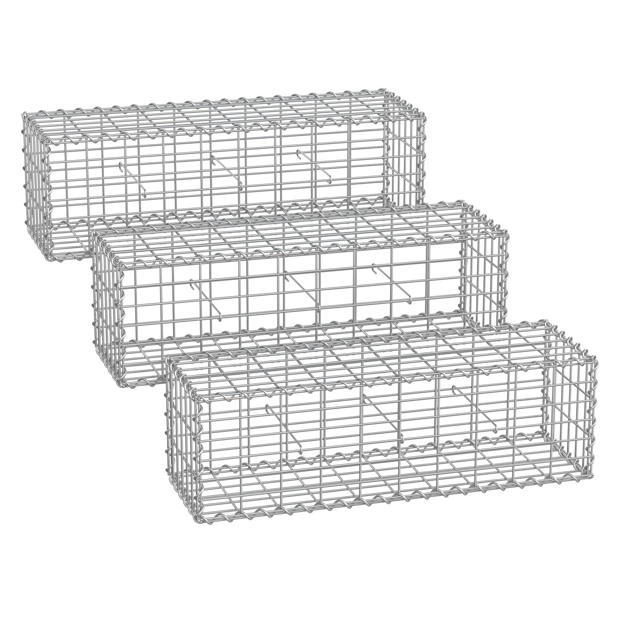 SONGMICS Gartenzaun Gabione, (3-St), Gabionenkorb, Metall-Steinkorb, günstig online kaufen