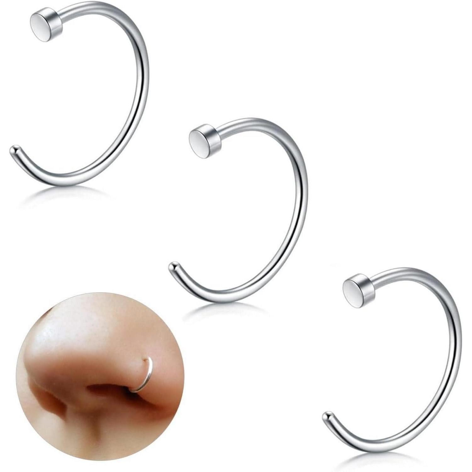 LuxusKollektion Nasenpiercing Nasenpiercing Fake Septum Nasenring Titan Silber-B (20g)0.8mm----6mm