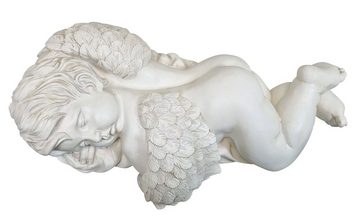 Fachhandel Plus Gartenfigur Regal-Engel mit Flügel liegend Kanten-Figur, (1 St), aus Kunstharz (Polyresin), für In- und Outdoor, Grabengel, Grabschmuck, Kantenhocker