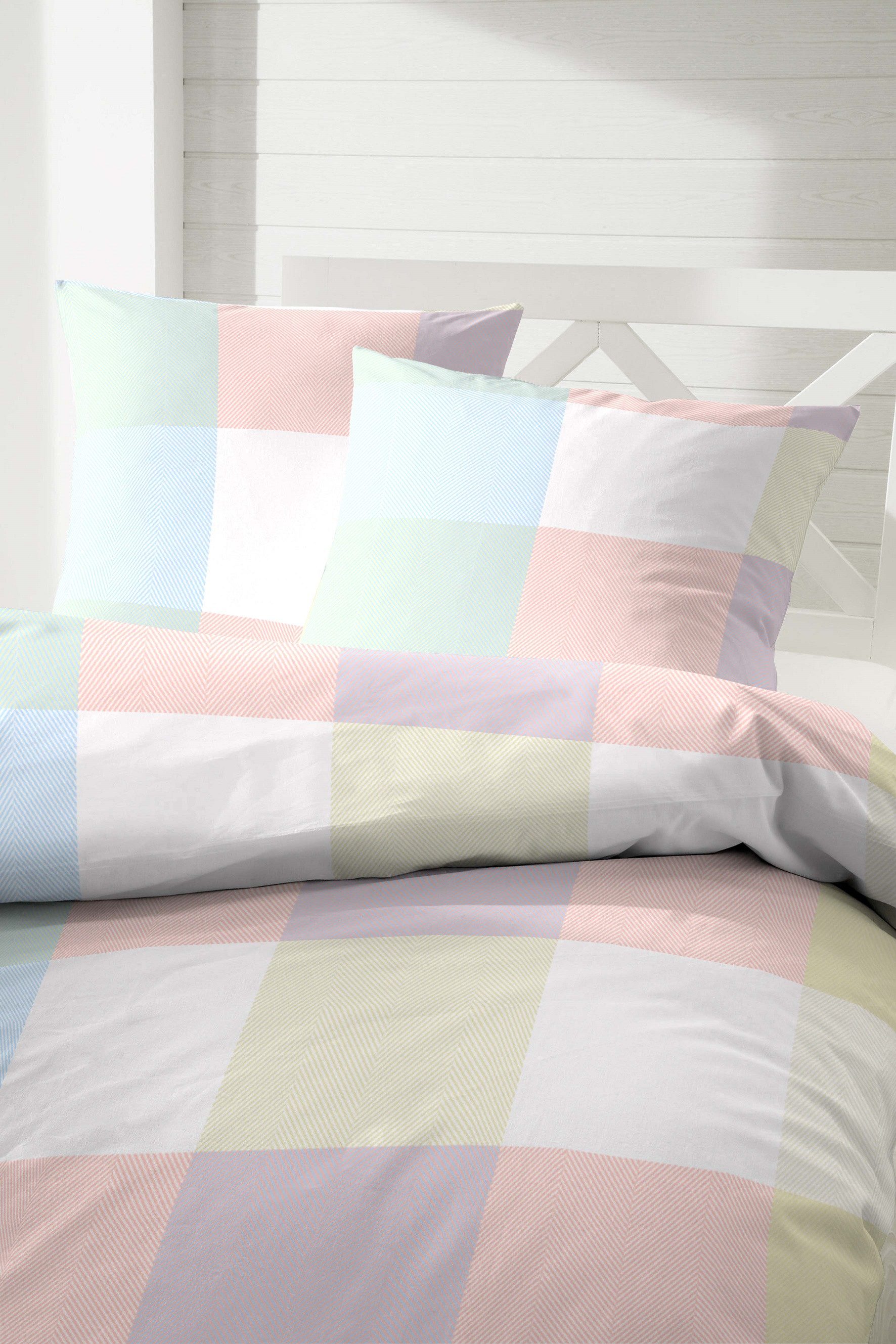 Primera Bettwäsche Primera Renforce Bettwäsche 155x220 Karo kariert rosa lind flieder, Renforce, 2 teilig