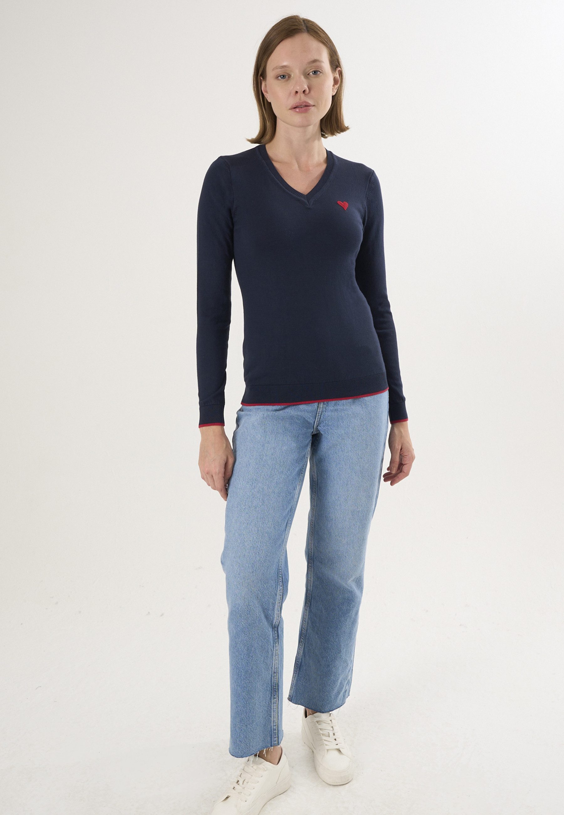 Felix Hardy V-Ausschnitt-Pullover V-Ausschnitt-Strickpullover