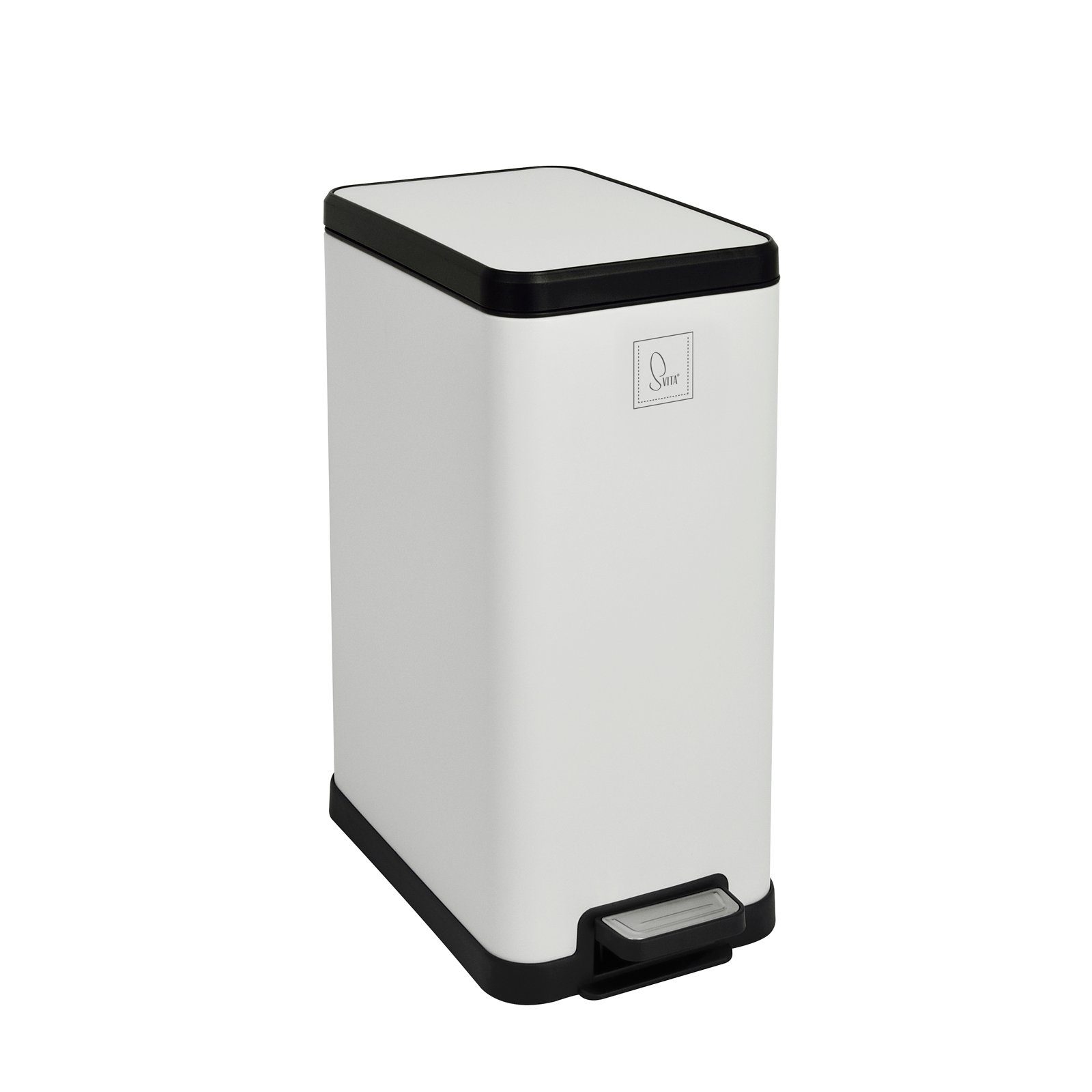 SVITA Mülleimer STM15, Treteimer, Kosmetikeimer, 15L, Stahl pulverbeschichtet, Weiß