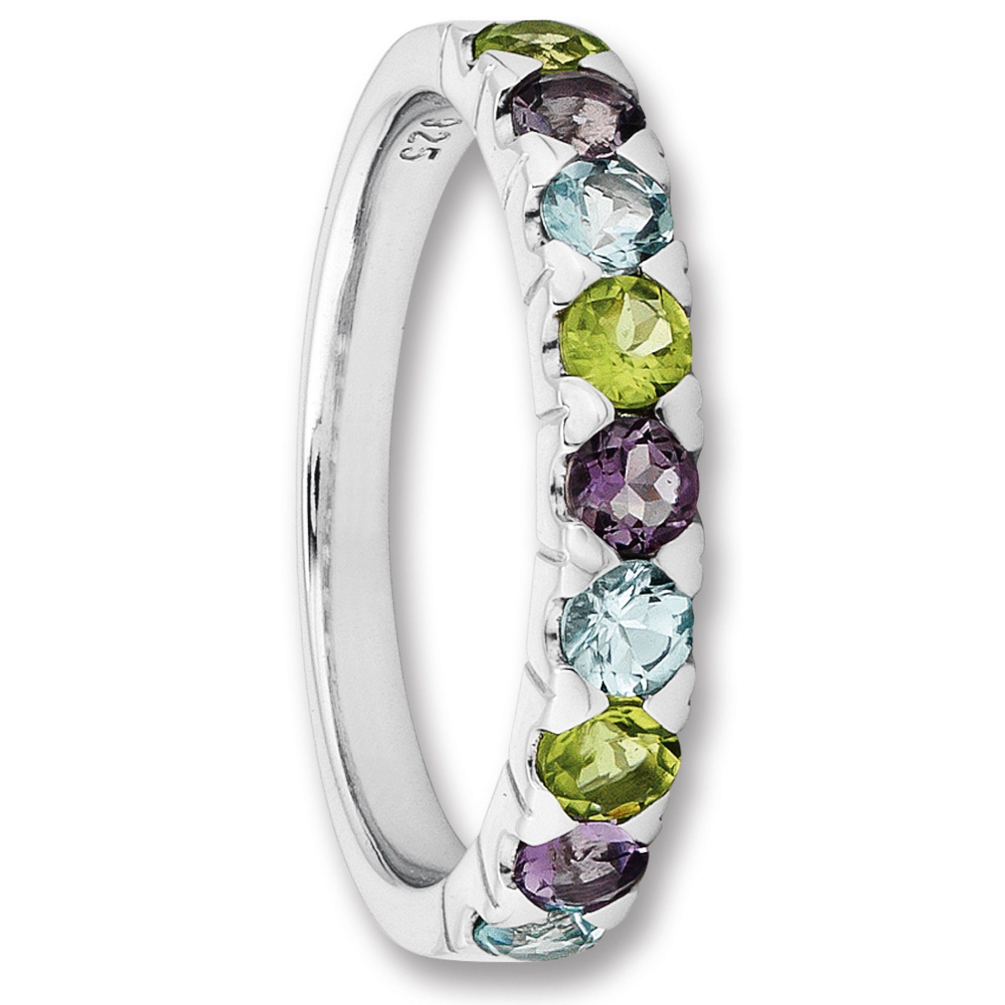 ONE ELEMENT Silberring Amethyst & Peridot & Blau Topas Ring aus 925 Silber, Dezente Eleganz – feines Leuchten für viele Anlässe