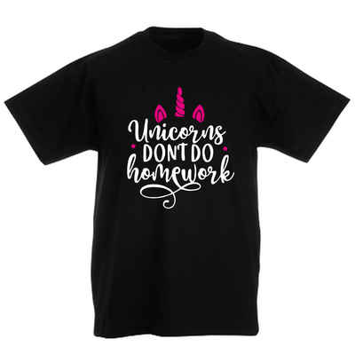G-graphics T-Shirt Unicorns don´t do homeworks Kinder T-Shirt, mit Spruch / Sprüche / Print / Aufdruck