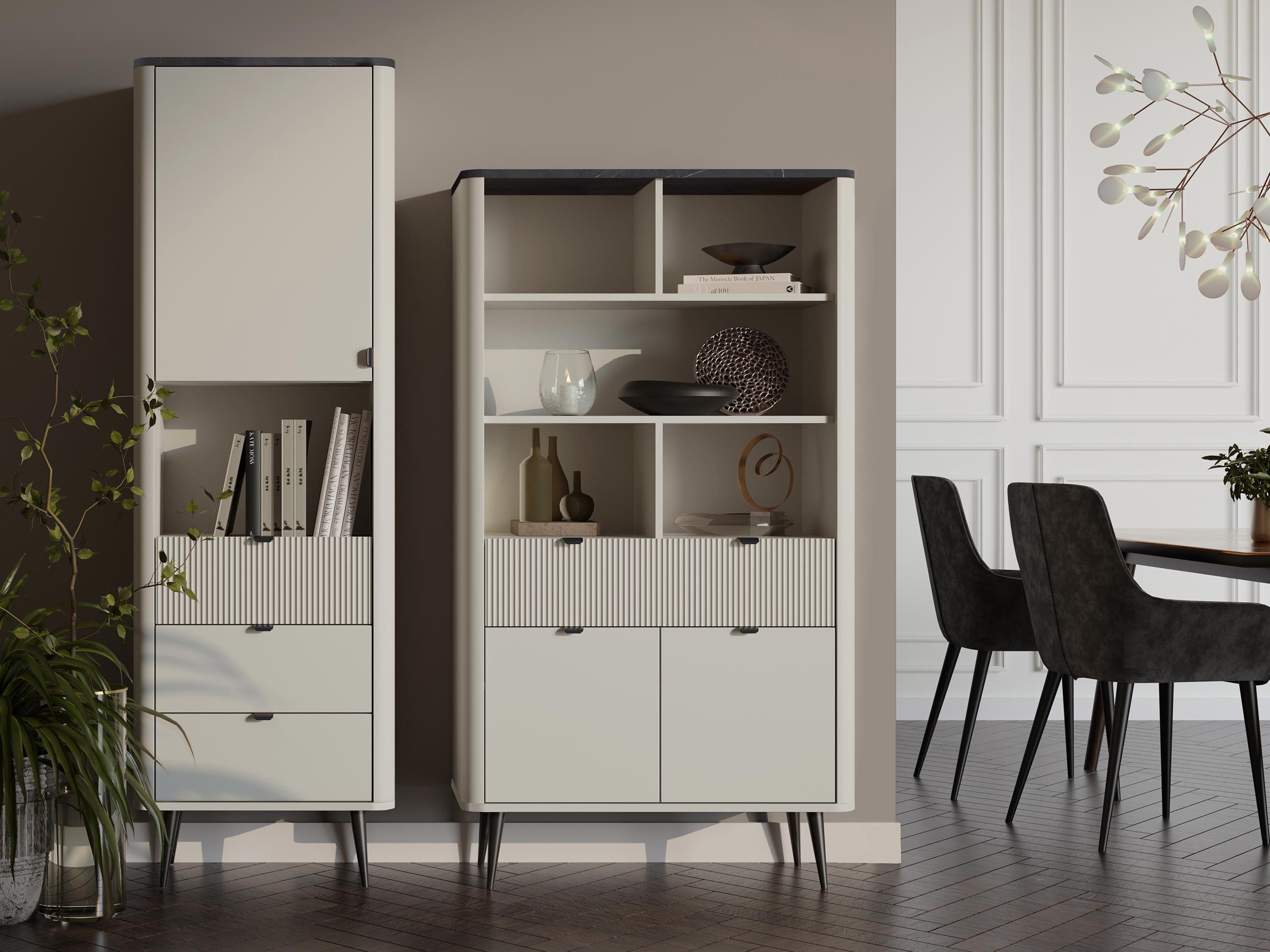 MIRJAN24 Wohnzimmer-Set Marly V, (2er-Set, 2x Regal), gedämpftem Schließsystem