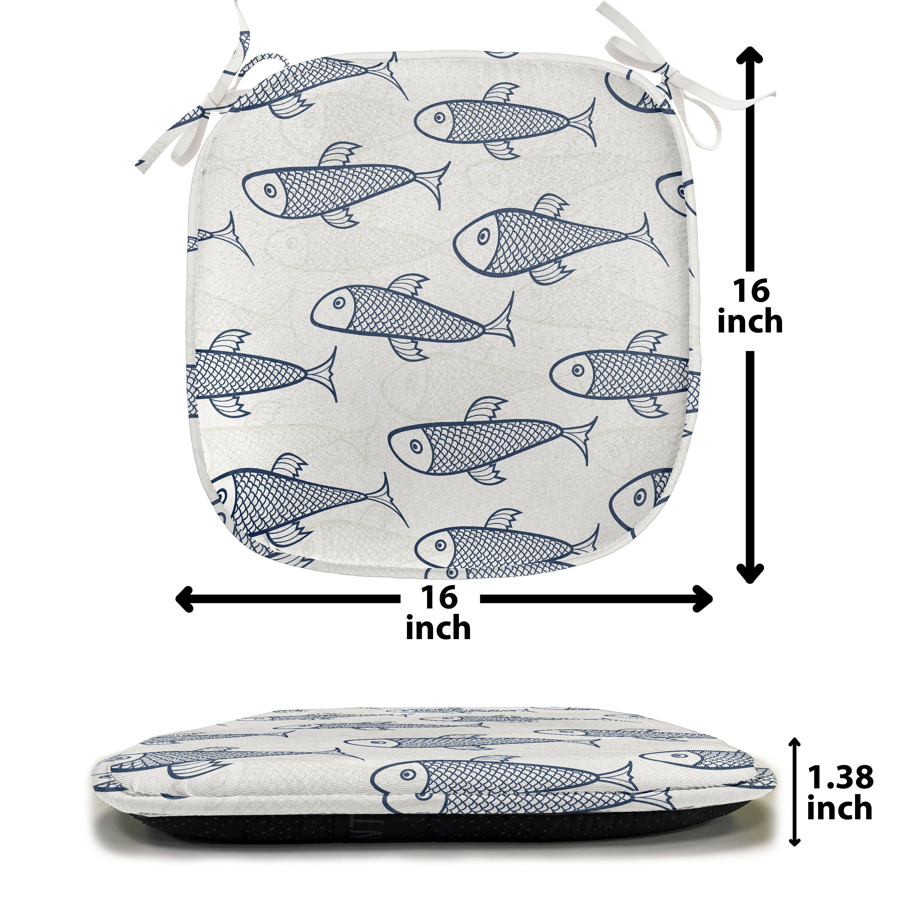 Abakuhaus Stuhlkissen Dekoratives Fisch Scales Aquarium für Küchensitze, Doodle wasserfestes Kissen Riemen mit