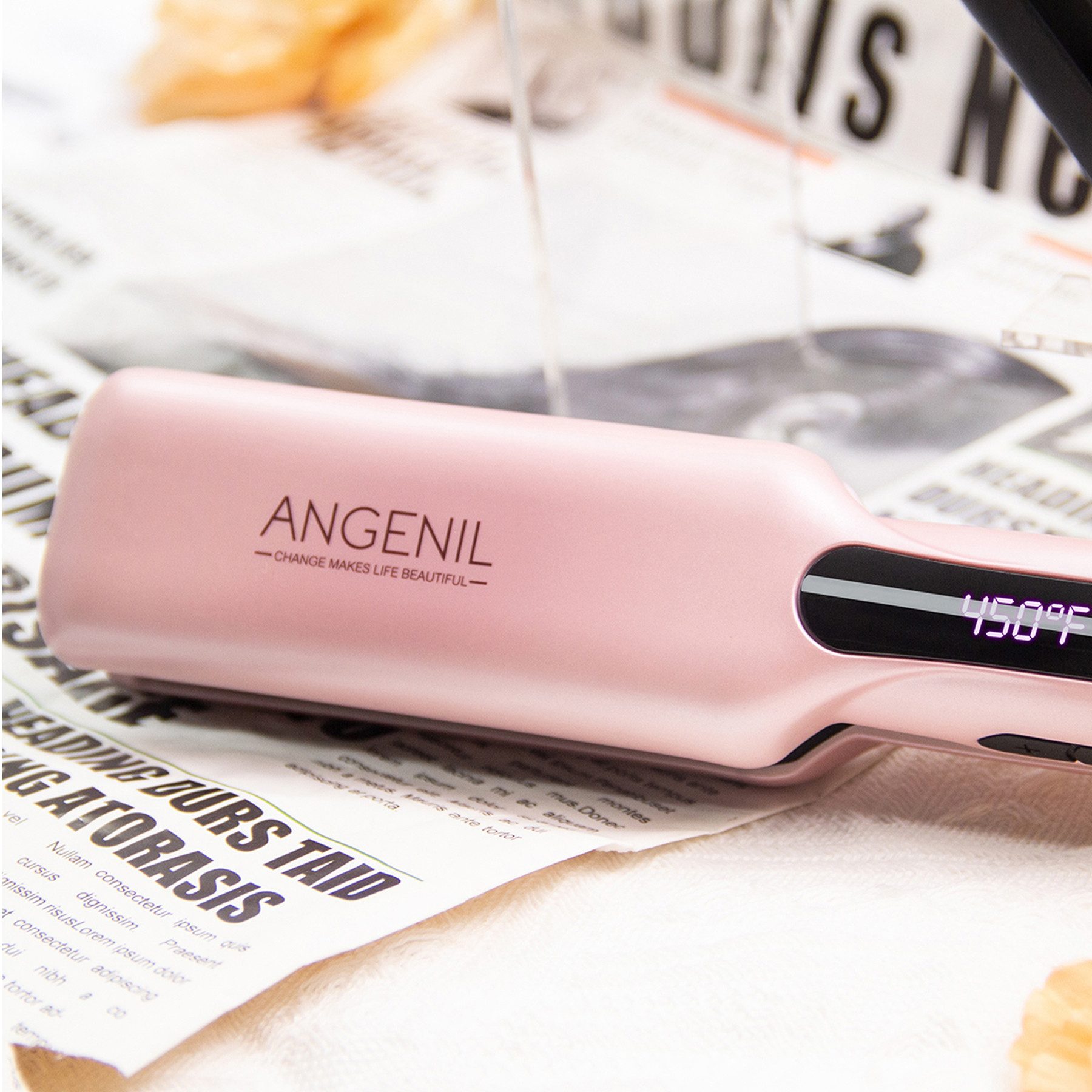ANGENIL Glätteisen für Locken und Glätten, Haarglätter und Lockenstab 2 in 1, Haar Glätteisen Keramik Ionen Technologie, Glatteisen 1.6" Breite Platten, Hair Ir – Bild 2 von 5