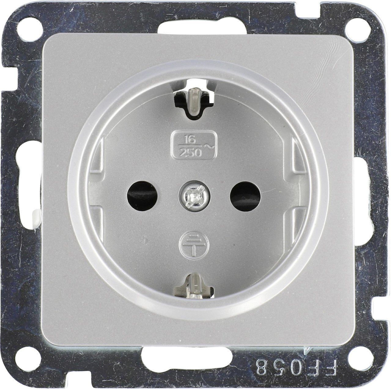 UNITEC Aufputz-Steckdose Unitec Steckdose mit Berührschutz silber, Serie Le