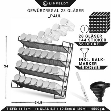 LINFELDT Gewürzregal LINFELDT® Gewürzregal 28 Gläser + Sticker, Stift, Schrauben Aufhängen