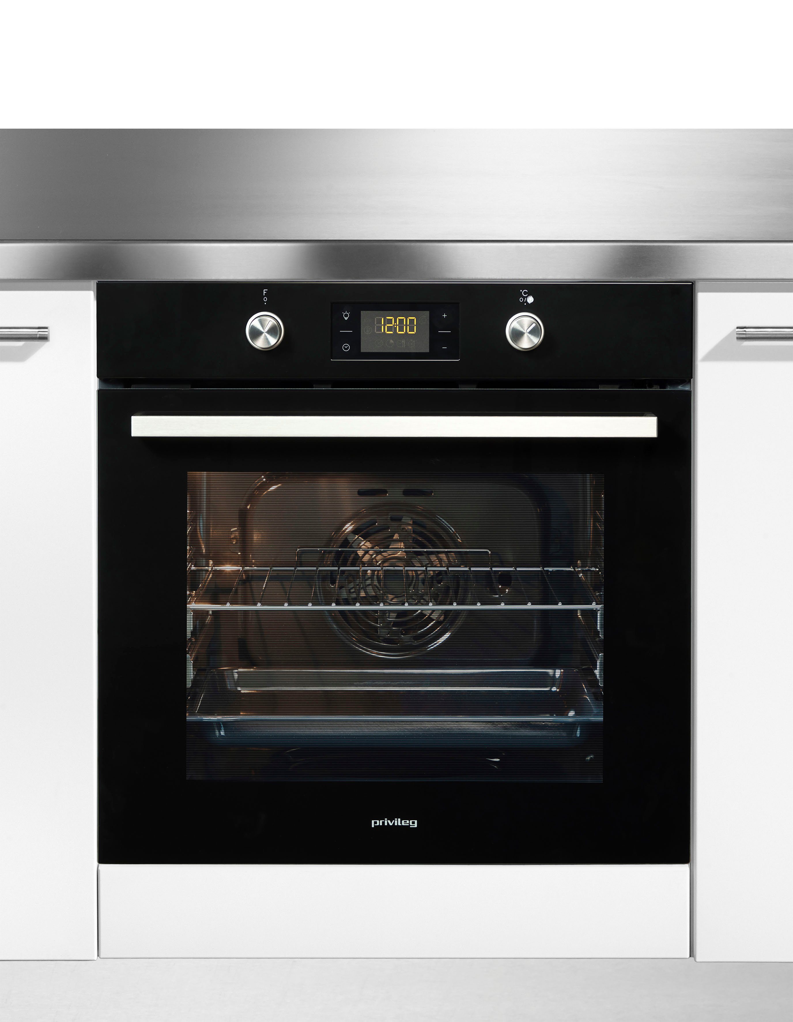 Privileg Backofen-Set BAKO 450 Teilauszug, mit Turn&Cook BLACK, Pyrolyse-Selbstreinigung