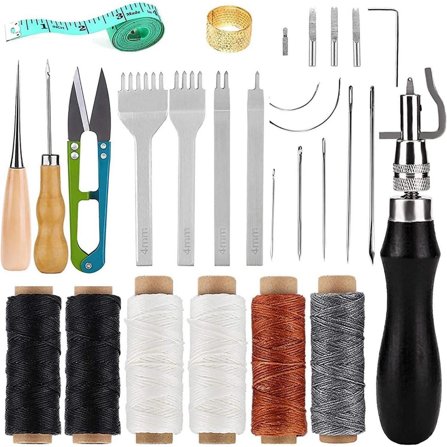 LuxusKollektion Nähnadeln Leder Nähwerkzeug Set 26-teilig für Lederbearbeitung & Handnähen