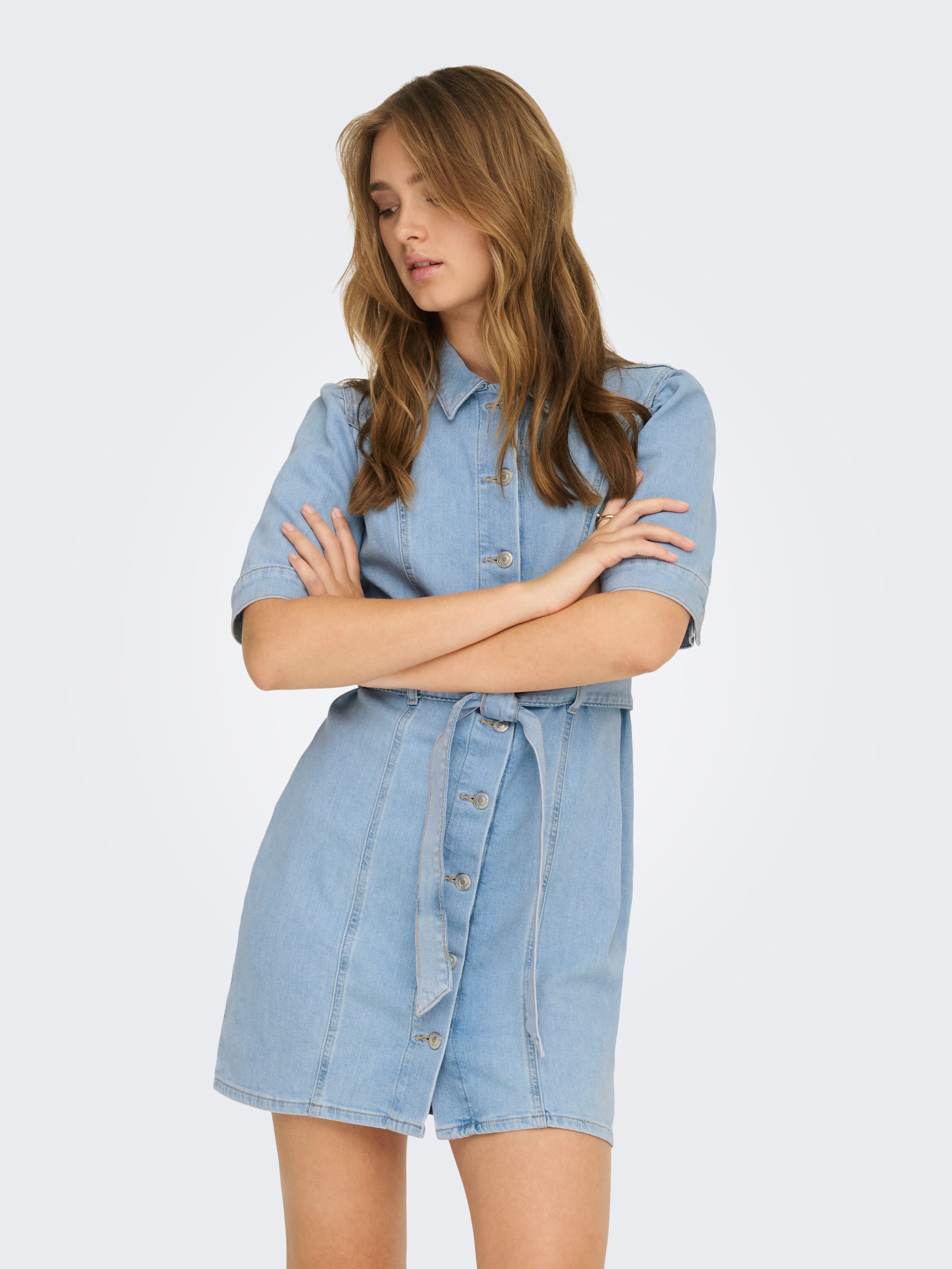 ONLY Jeanskleid ONLVIBBE SS BELT DNM DRESS AKM Baumwollmischung, regular fit