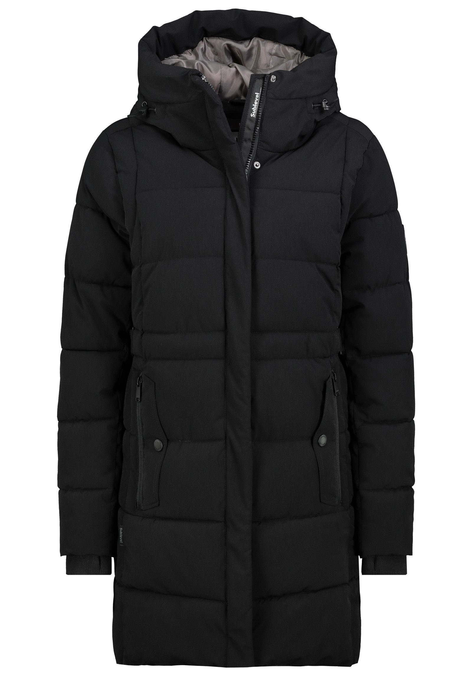 SUBLEVEL Wintermantel Damen Steppmantel mit Kapuze Steppdesign, Kapuze mit Tunnelzug, Rippbündchen mit Daumenloch