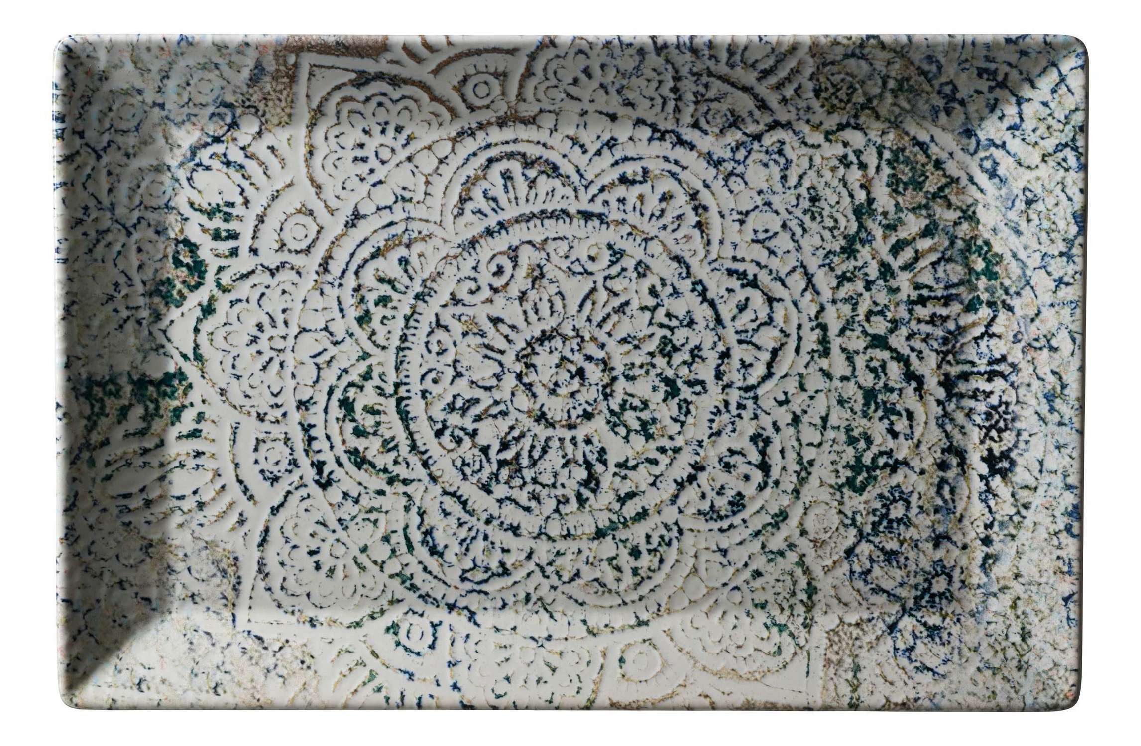 Ritzenhoff & Breker Servierplatte Servierplatte Luigi eckig 34x23 cm Steinzeug in Blau, Steinzeug, (1-tlg), Orientalische Ornamentik