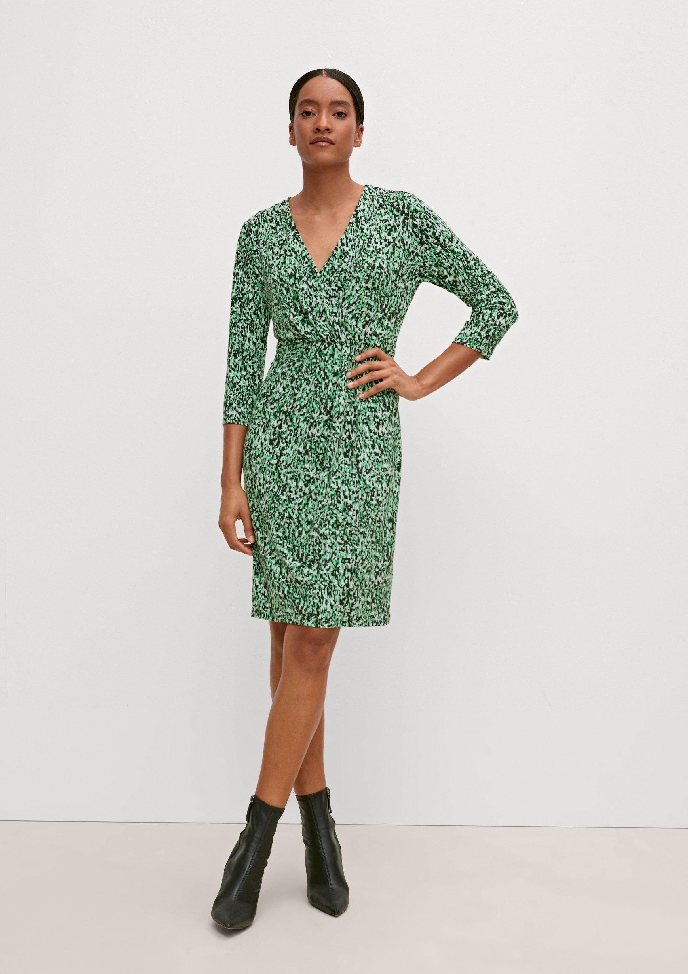 Comma Minikleid Kleid mit Raffung Raffung, Ziernaht grün | Jerseykleider