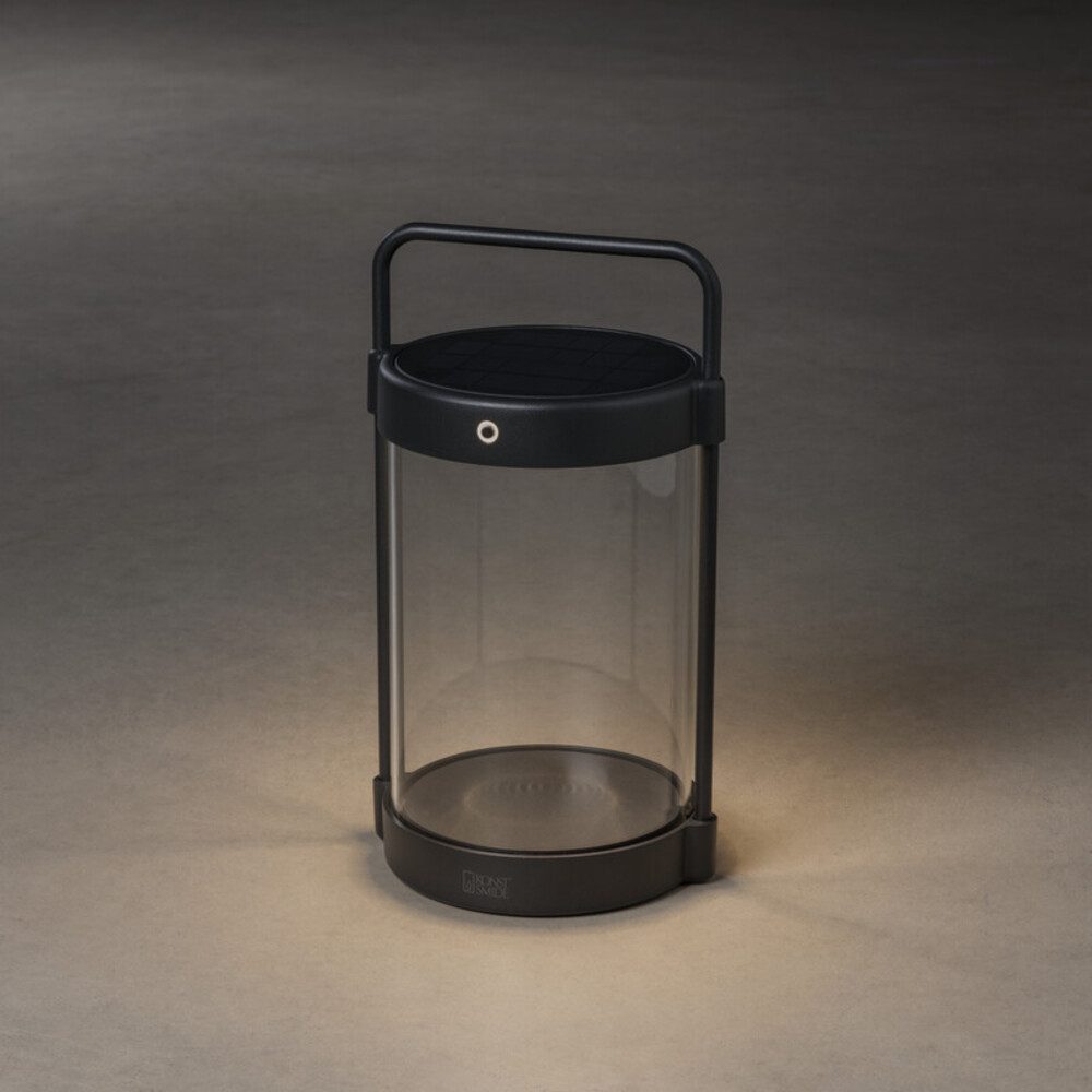 KONSTSMIDE LED Laterne Aluminium, schwarz, Laterne, neutralweiß, 10lm, L150mm, wassergeschützt mit USB solarbetrieben, neutralweiß, warmweiß