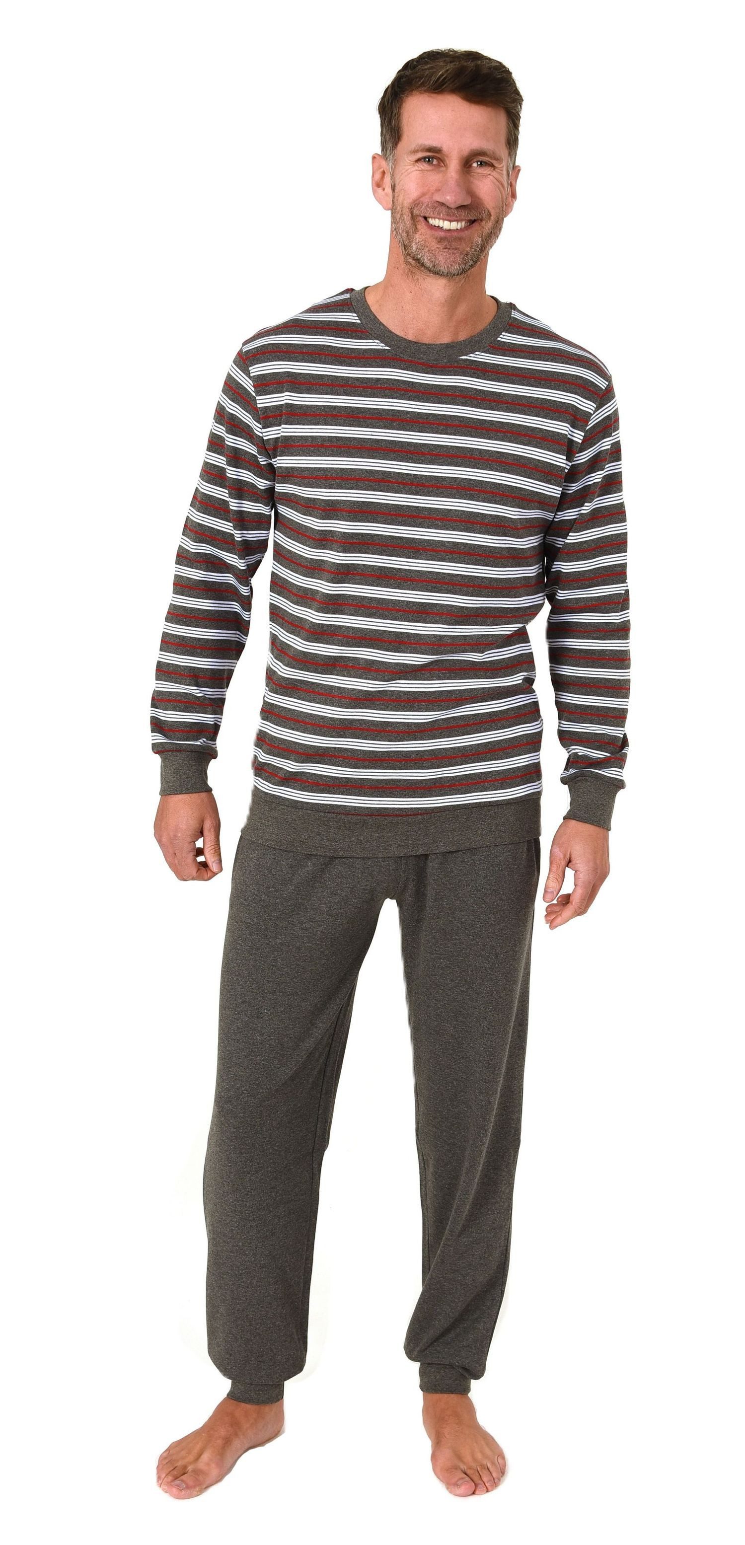 Normann Pyjama Herren Schlafanzug mit Bündchen günstig online kaufen