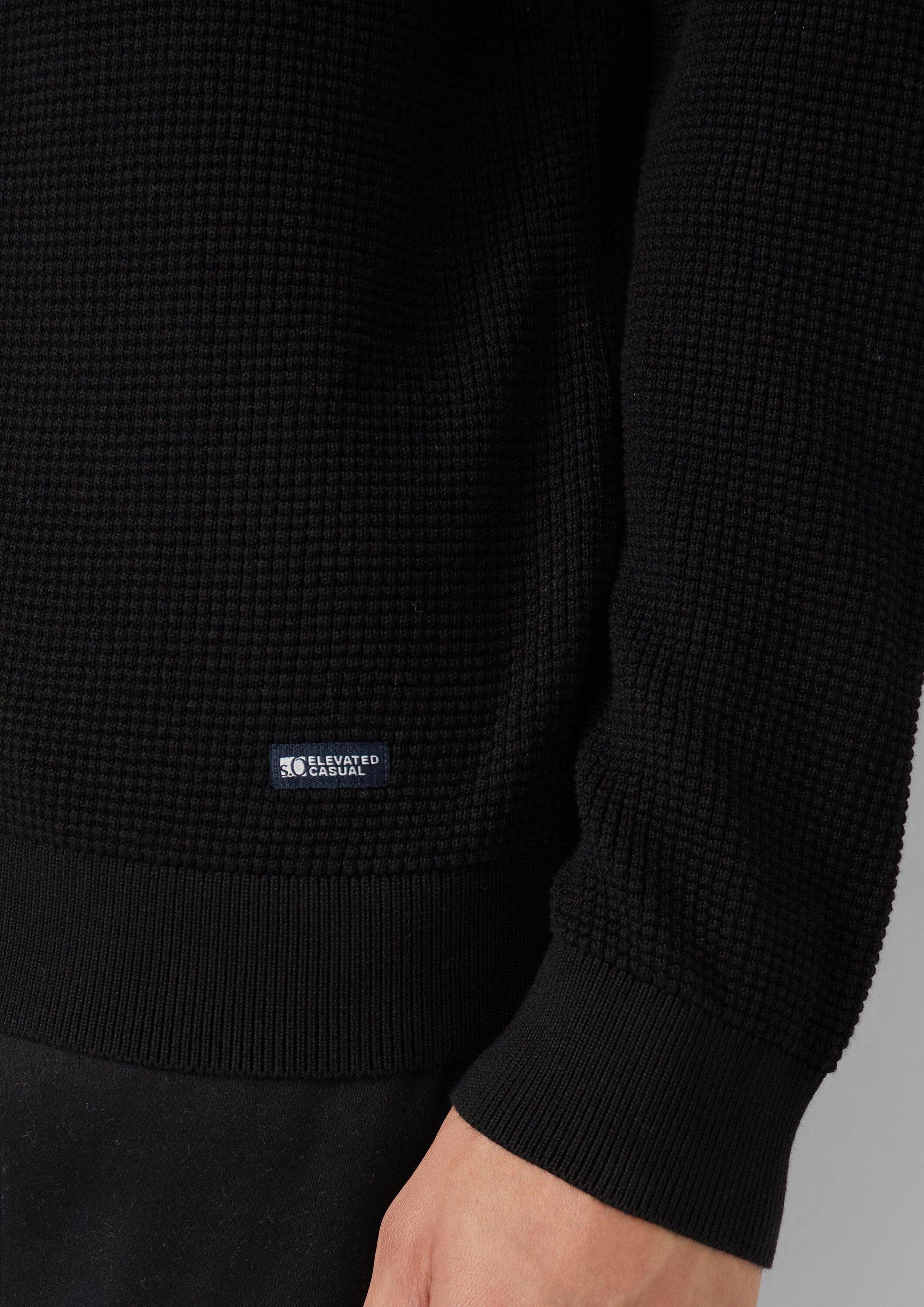 s.Oliver Longpullover Strickpullover Strukturmix-Pullover aus reiner Baumwolle mit Rollkragen