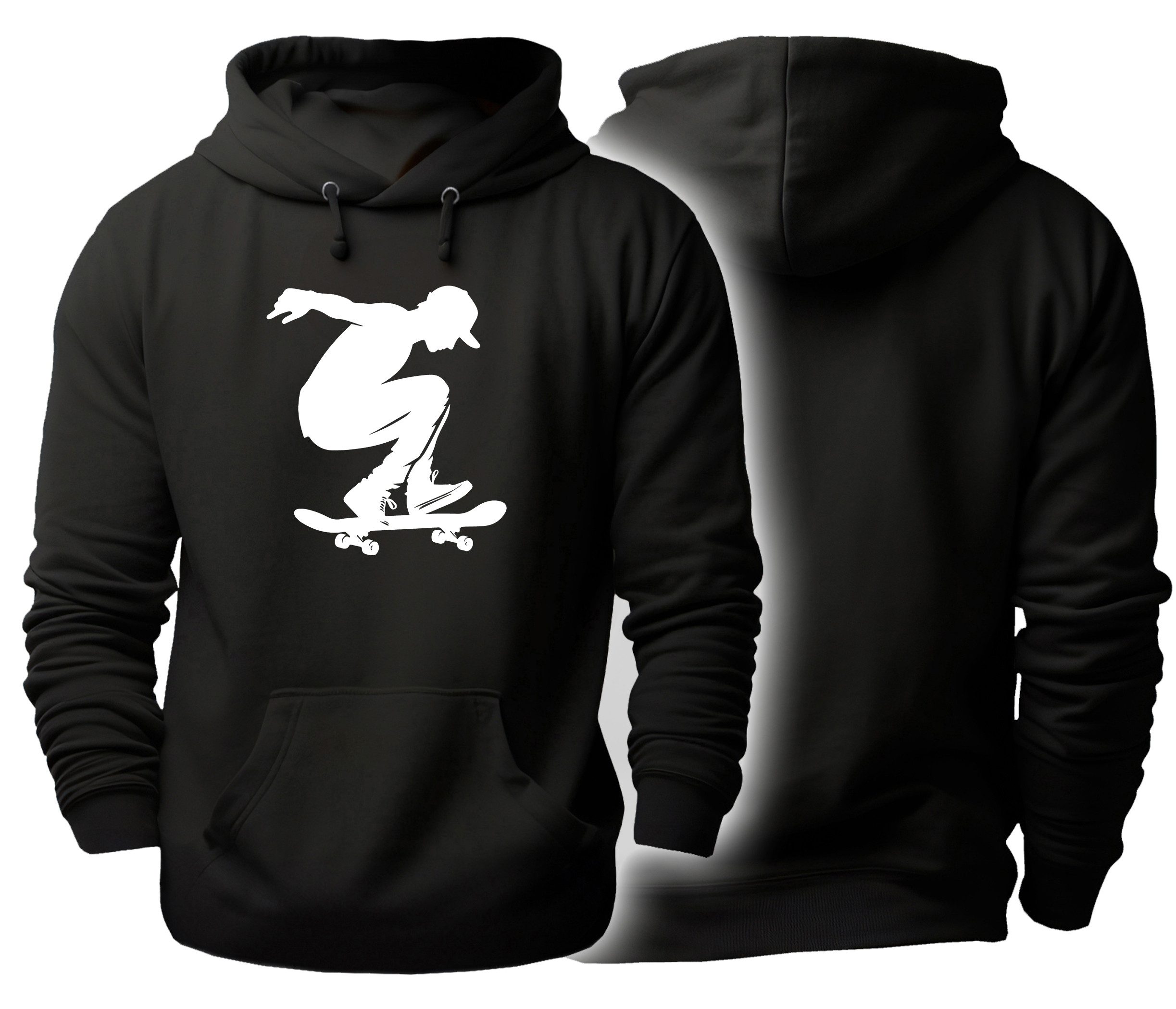 MyDesign24 Hoodie Skater Kapuzen Pulli - Skateboarder mit Cap Herren und Damen Kapuzensweater - Skater Hoodie i726
