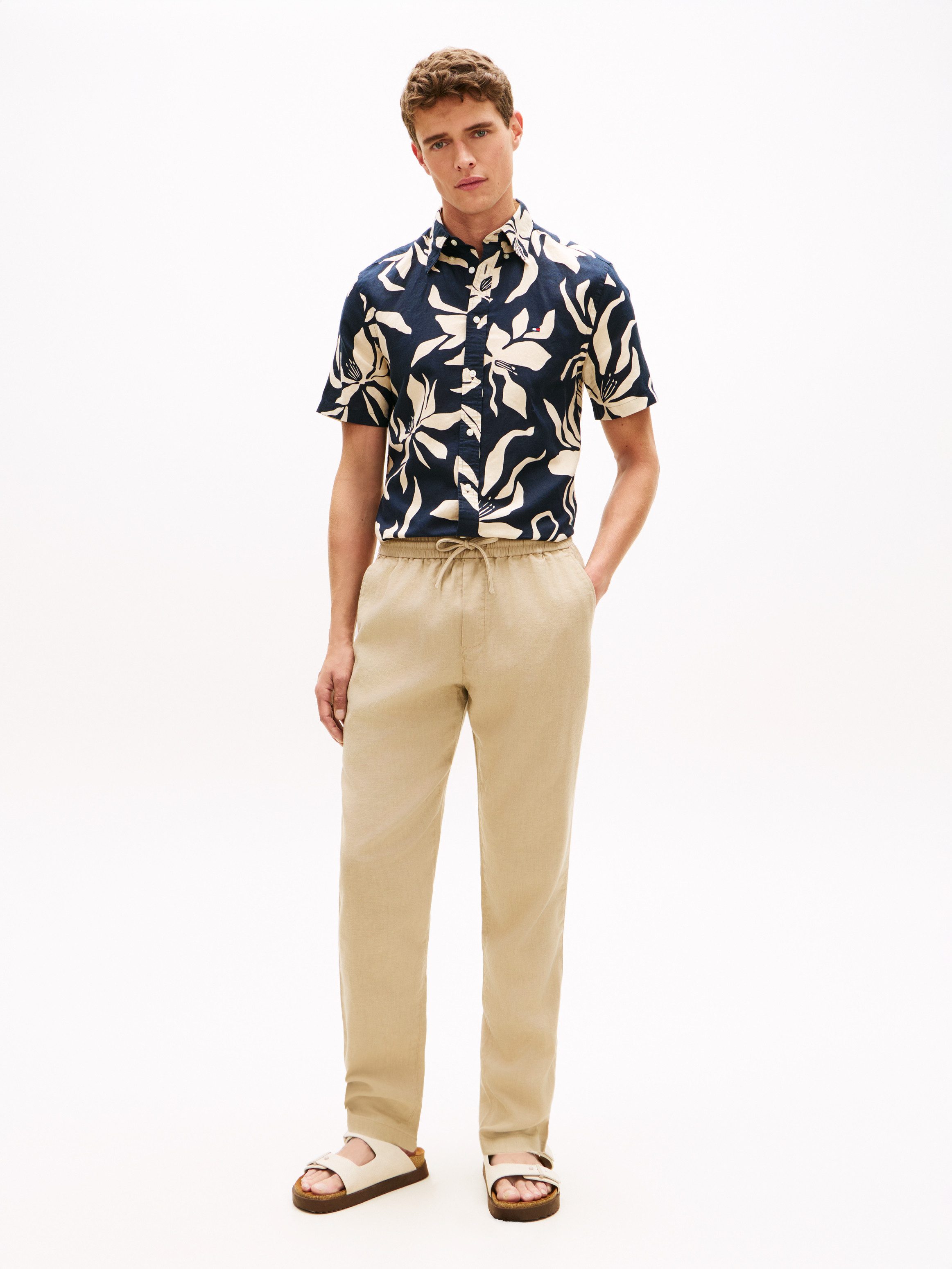 Tommy Hilfiger Chinohose HARLEM PO SORONA LINEN Tapered Leg Fit, aus Leinenmix, teilelastischer Bund