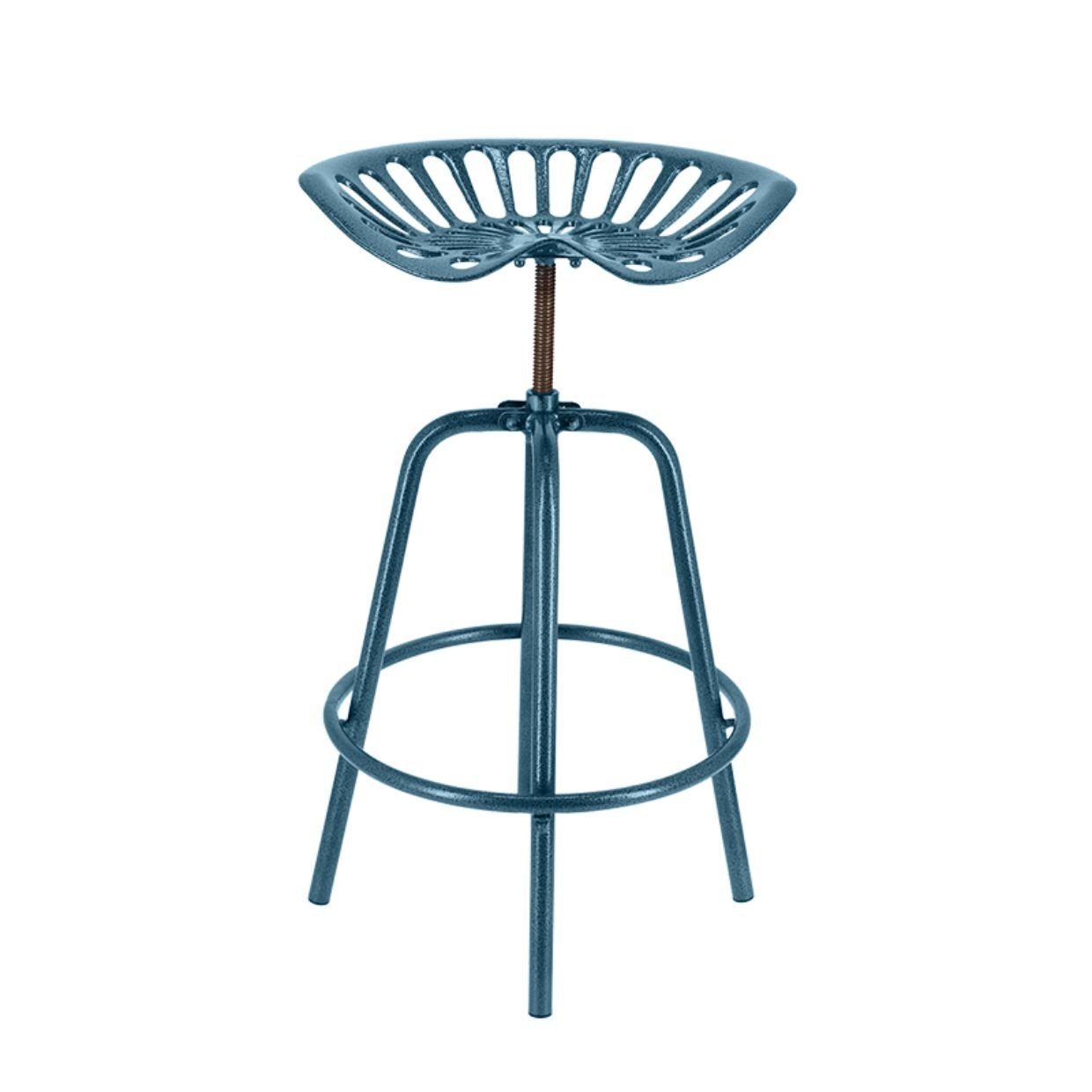 Rivanto Gartenstuhl (1 St), Traktorstuhl bequemer Barhocker aus Eisen, verstellbare Höhe blau