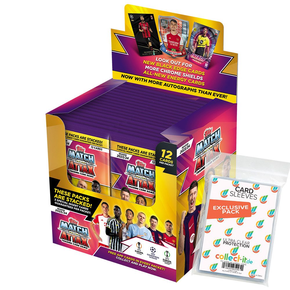 Topps Sammelkarte Champions League 2023/24 1 Display (36 Booster) + collect-it Hüllen