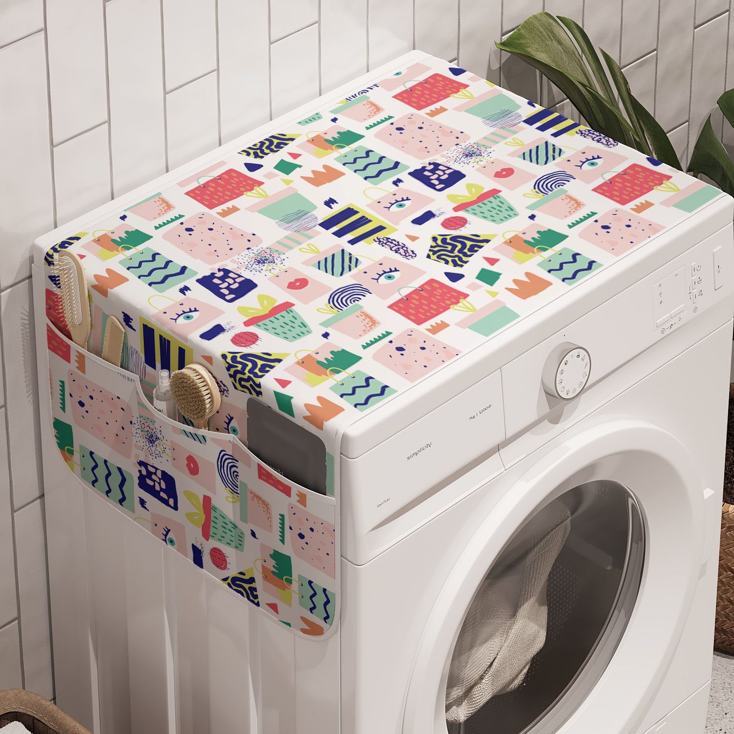 Doodle für Taschen Anti-Rutsch-Stoffabdeckung Badorganizer Abakuhaus Eyes Have Shop Trockner, Waschmaschine und Modern