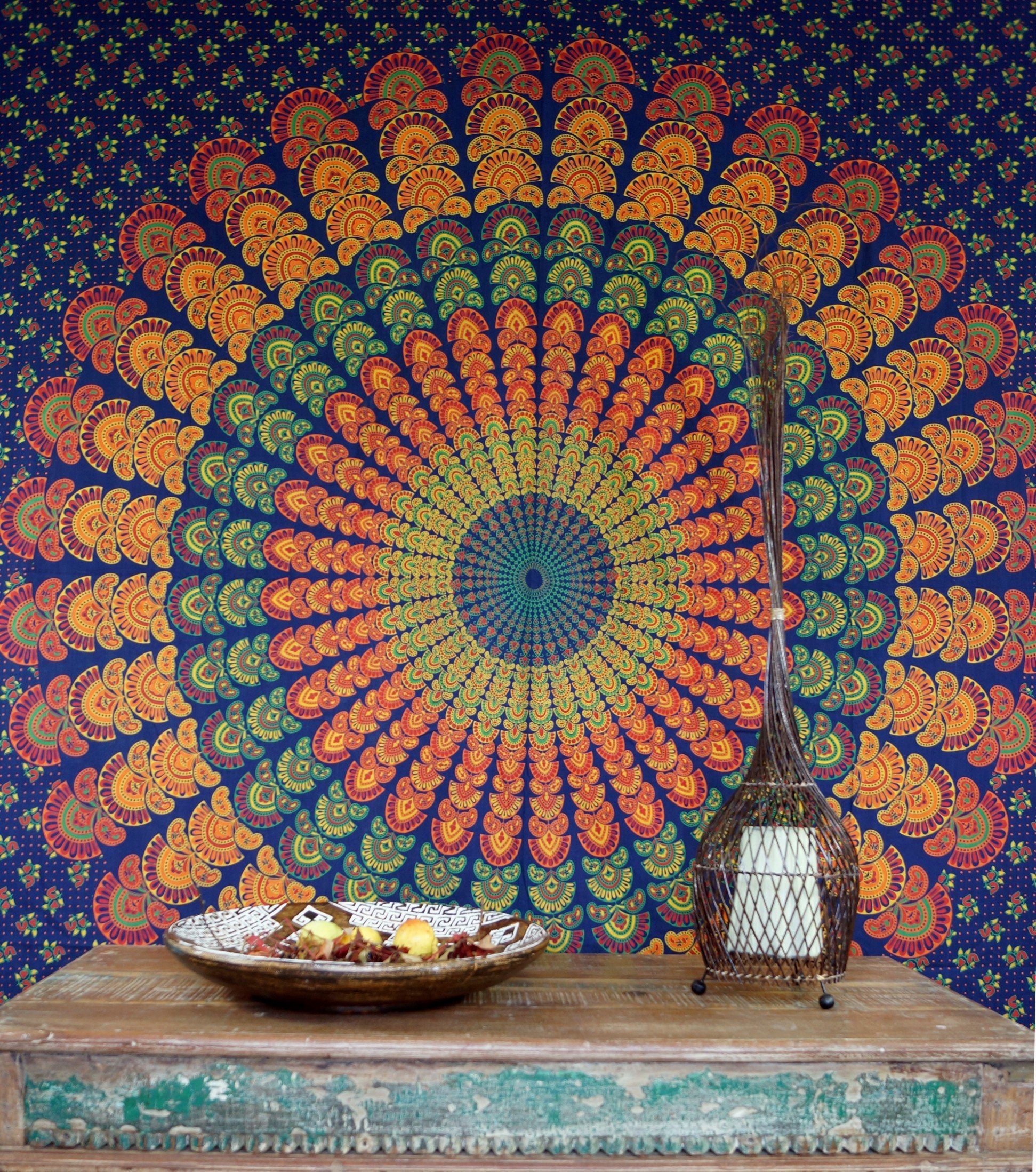 Guru-Shop Tagesdecke.., indische Boho-Style Tagesdecke Wandbehang,