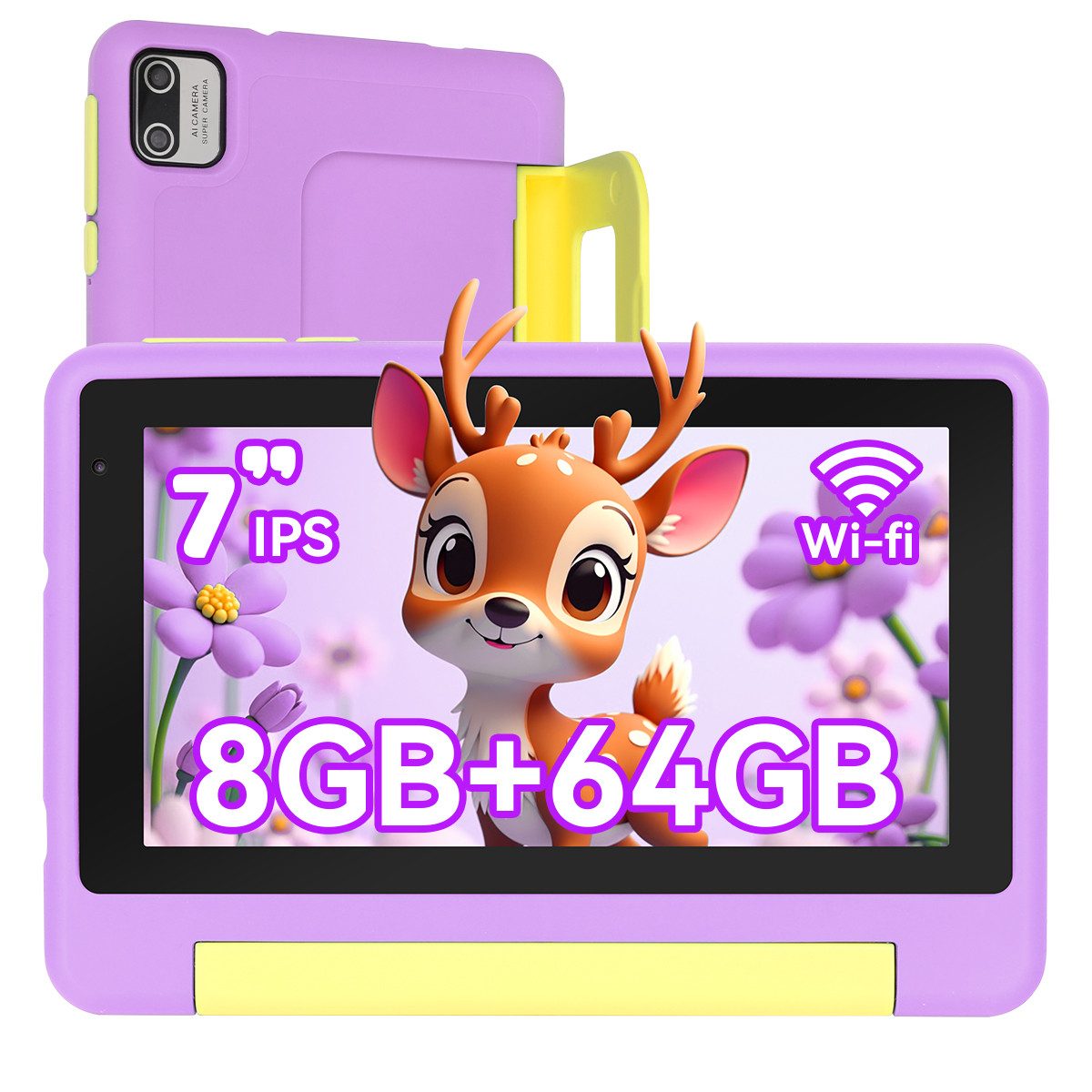 BUFO 7 Zoll 8(2+6)GB+64GB, Wi-Fi, Bluetooth, 1024 x 600 HD-Display, Kinder Tablet (7", 64 GB, Android, WiFi, Dual-Kamera, Kindersicherung, Augenschonendes IPS)