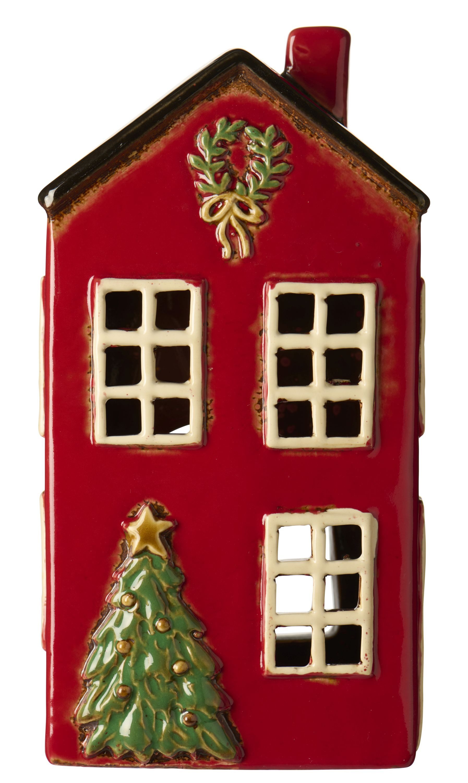 Ib Laursen Weihnachtshaus Ib Laursen - Lichterhaus Teelichthalter Teelichthaus Rot mit