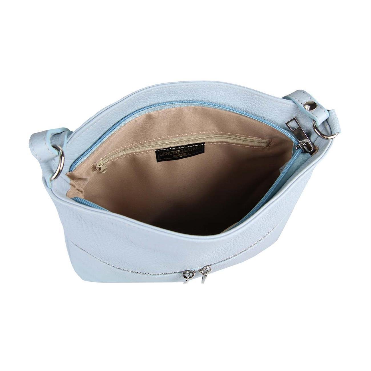ITALYSHOP24 Schultertasche Made in Italy Damen Leder Tasche Cross Over Body Bag Umhängetasche, leichte schmale Brusttasche Shopping Reise Urlaub Ausgehen Freizeit