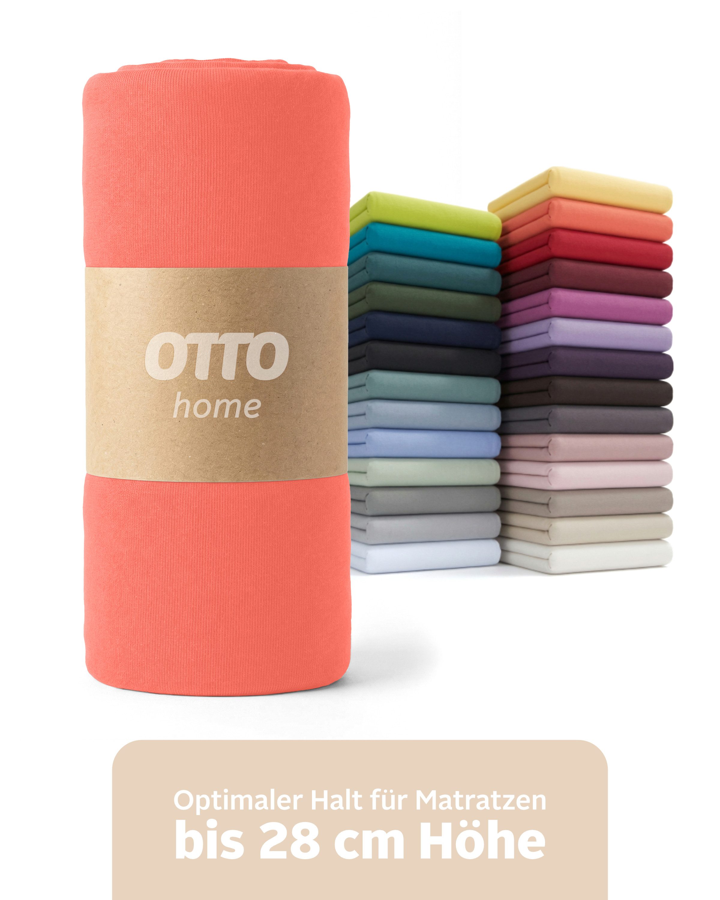 OTTO home Spannbettlaken BLACKBERRY in PREMIUM und BASIC Qualität, 100% Baumwolle, Jersey (110 g/m), Gummizug: rundum, (1 Stück), für hohe Matratzen bis 28 cm, Bettlaken, Spannbetttuch, Boxspring