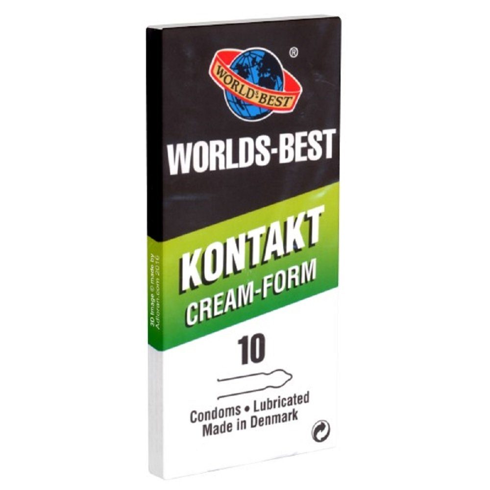 Worlds-Best Kondome Worlds Best «Kontakt Cream Form» anatomisch geformte Kondome Packung mit, 10 St., Kondome aus Dänemark