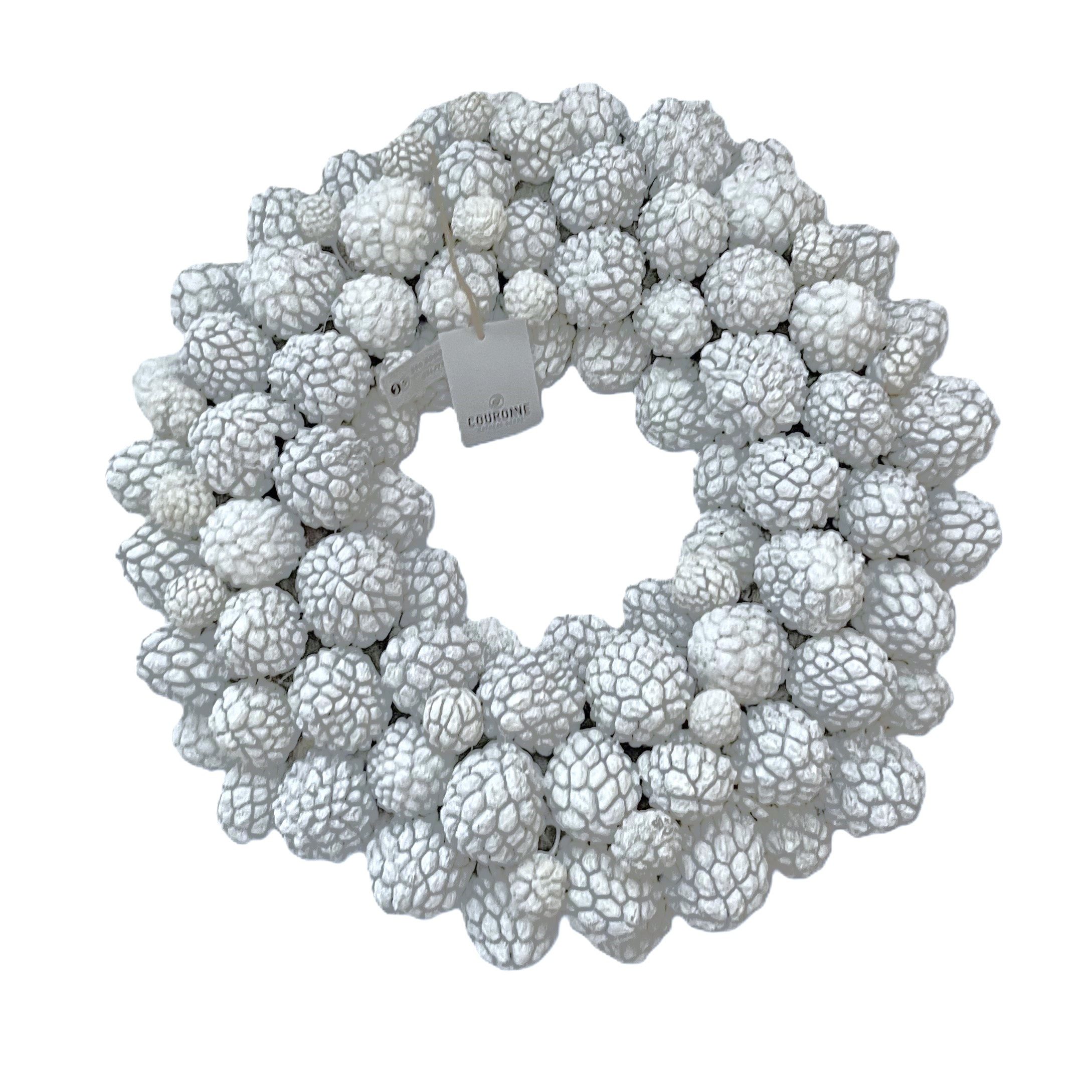 Couronne Dekokranz Hängekranz Weiß Groß Naturmaterialien Modern Ata Frucht 45 cm, Groß