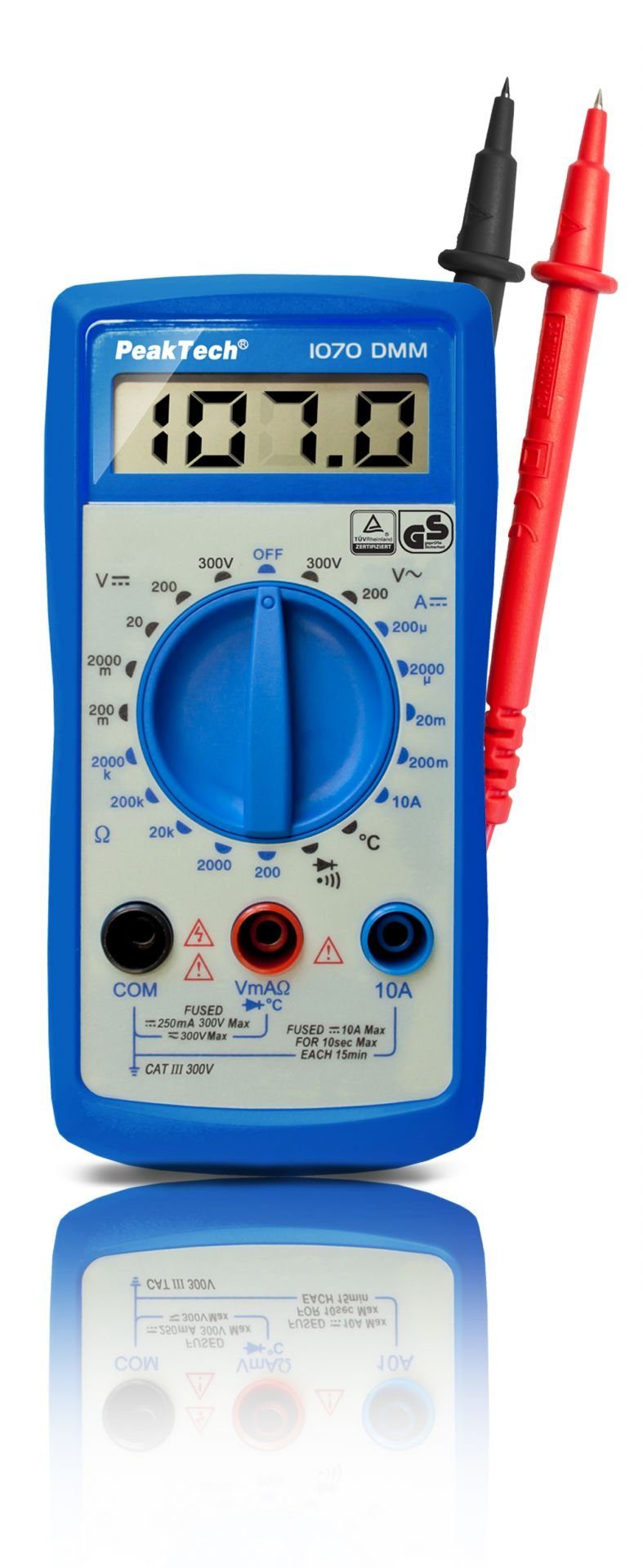 Multimeter PeakTech 1070: Basis Digitalmultimeter ~ 2.000 Counts ~ 300V AC/DC