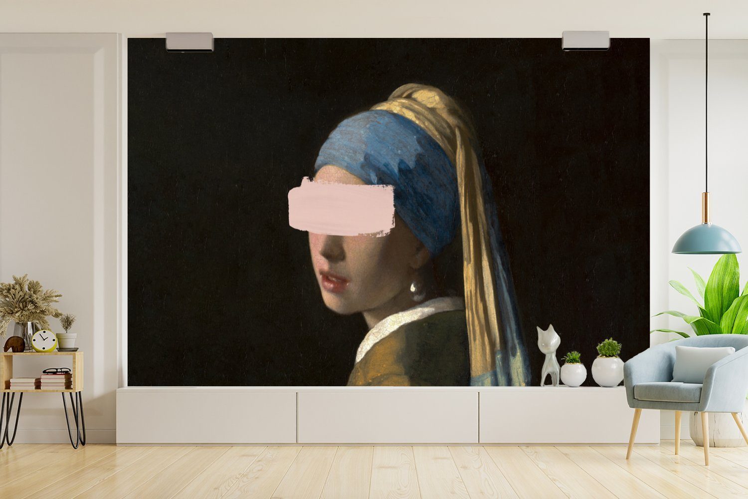 MuchoWow Fototapete - (6 Gemälde, Vermeer Vinyl Wallpaper für Schlafzimmer, - St), mit Matt, Mädchen bedruckt, Tapete Wohnzimmer, Kinderzimmer, Perlenohrring