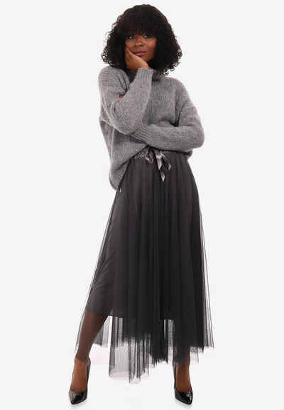 YC Fashion & Style Tüllrock Chiffon Tüll-Rock Vintage Look Tütü Rock Tutu in Unifarbe, mit elastischem Bund