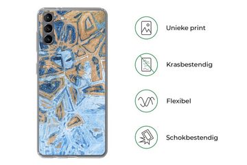 MuchoWow Handyhülle Marmor - Farbe - Gold - Blau, Phone Case, Handyhülle Samsung Galaxy S21 Plus, Silikon, Schutzhülle