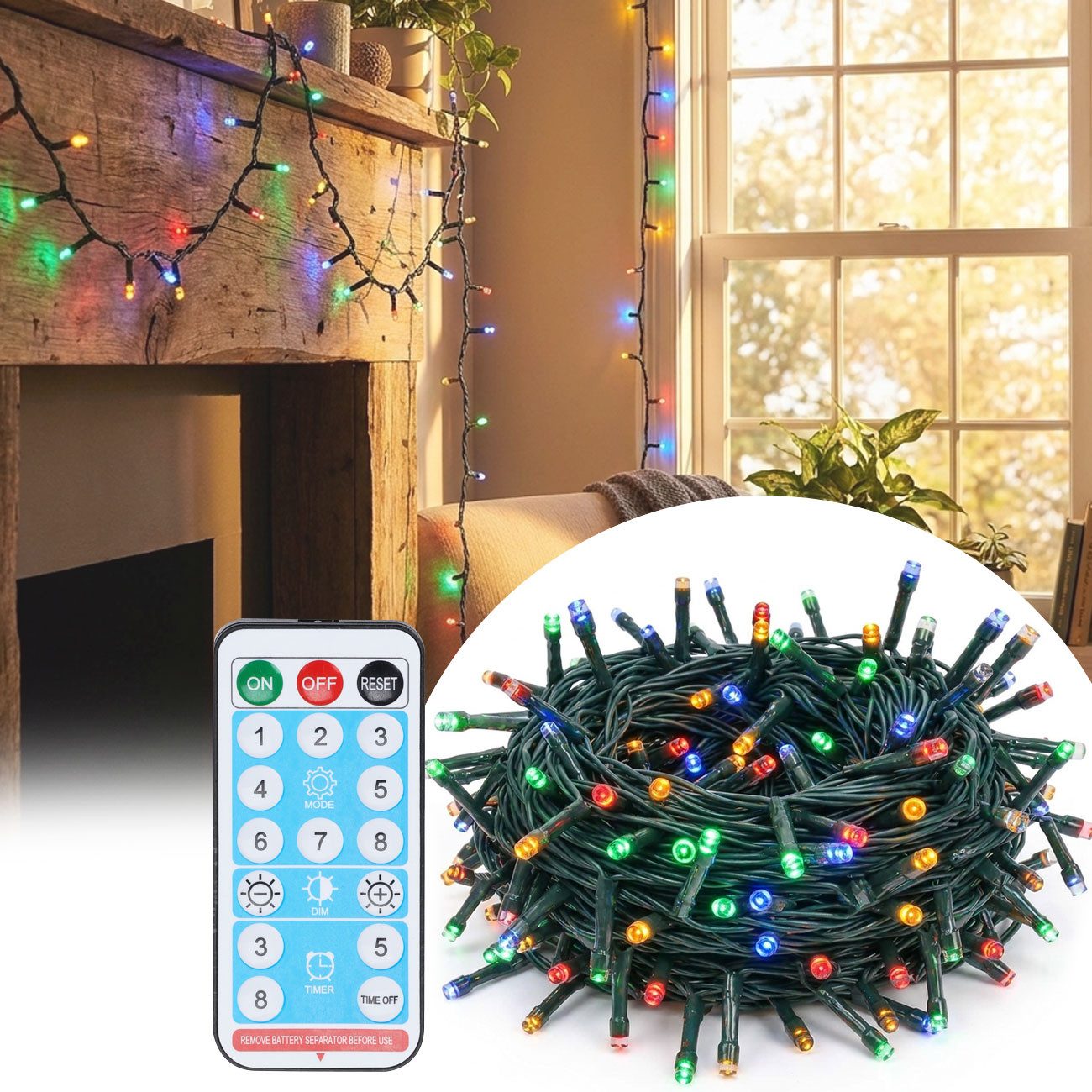 H&S Collection LED-Lichterkette LED Solar Lichterkette 768 LEDs bunt, 13 Modi, USB & Fernbedienung, über USB aufladbar, bis zu 40h Leuchtdauer, Länge 5,6m