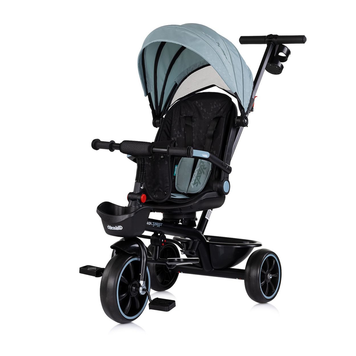 Chipolino Dreirad Max Sport 2 in 1, umkehrbarer Sitz, Gummiräder, Becherhalter, Korb, Schiebegriff