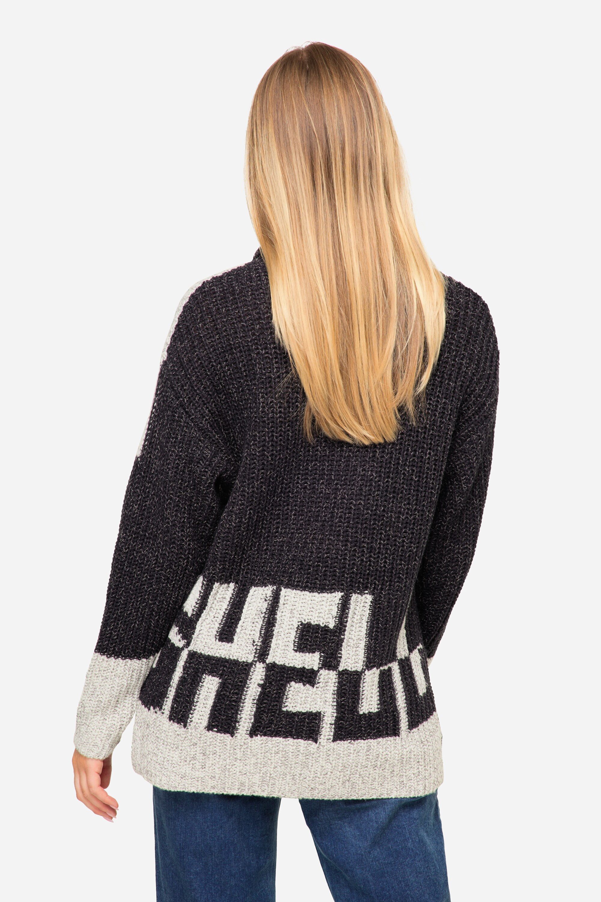 Laurasøn Strickpullover Pullover Colorblocking Wording SEA zweifarbig