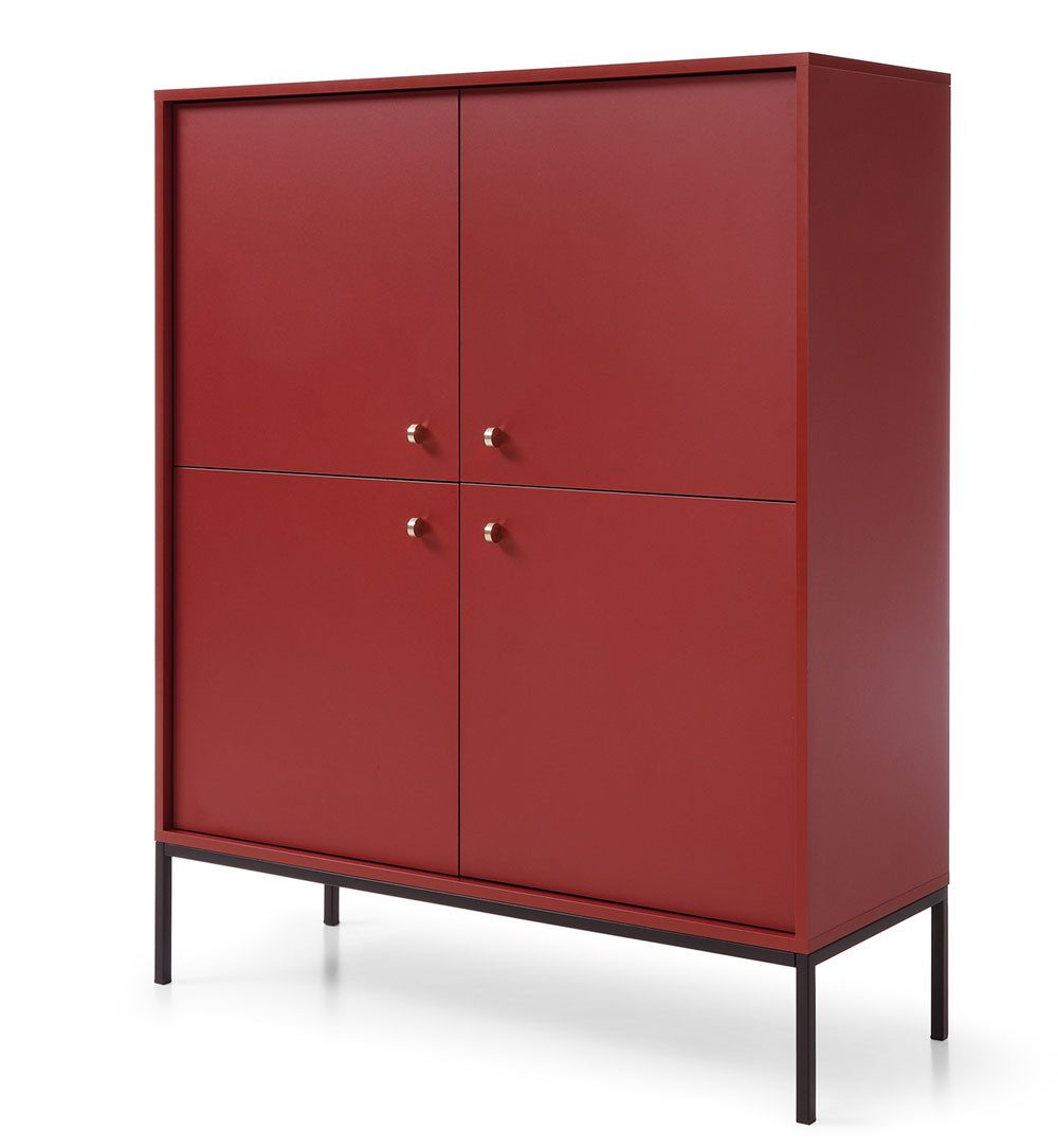 Feldmann-Wohnen Highboard Mono (mit Türen, mit Einlegeböden, 1 St., moderne Optik, mit Türen, mit Einlegeböden), 103,5x39x125,5cm 4-türig bordeauxrot