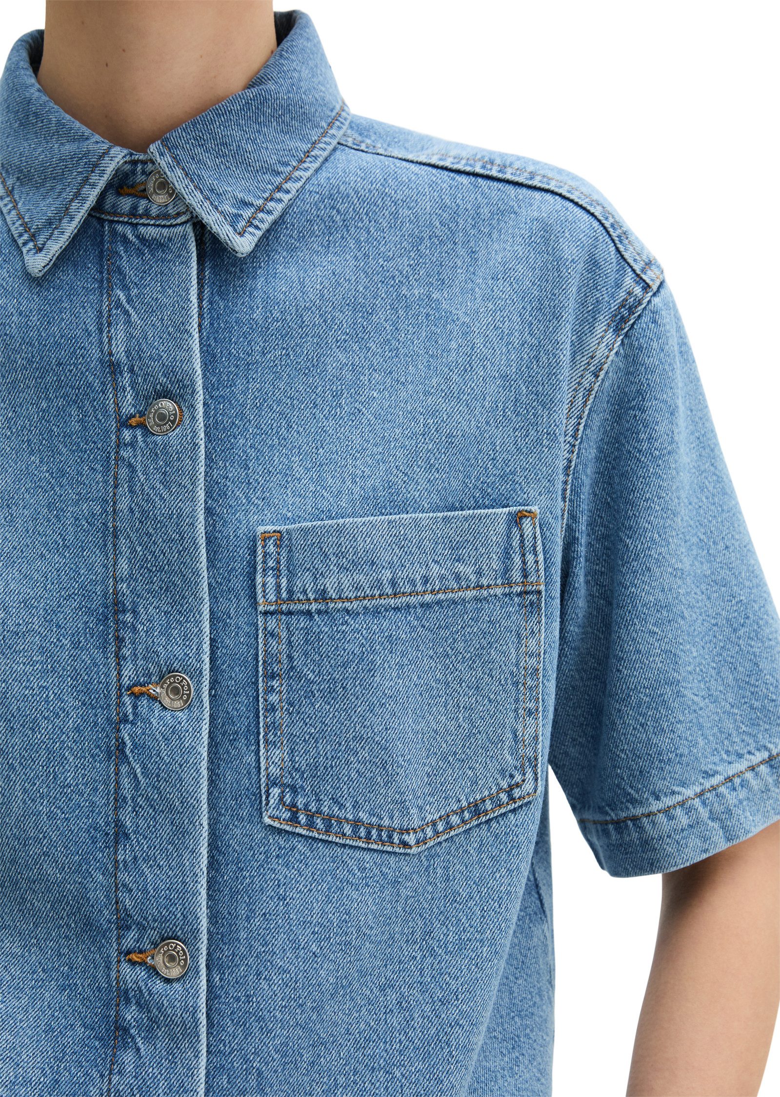 Marc O'Polo Jeansbluse aus Lyocell-Leinen-Baumwolle-Mix