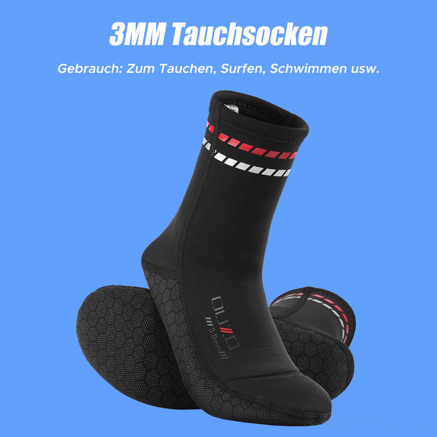 Refttenw Neoprensocken 3mm Neoprenanzug-Socken Rutschfest Tauchsocken für Damen Herren (1 Paar) Kaltwasser Schwimmsocken, Elastisch Schnell-Trocknend
