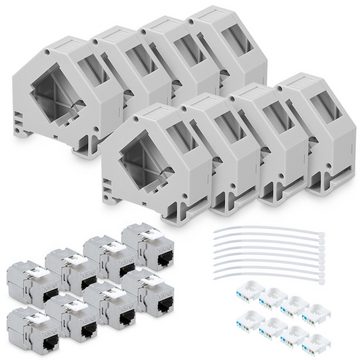 kwmobile Keystone Modul Set mit Hutschienenadapter - 8x CAT 6A Netzwerk-Adapter, 6,30 cm